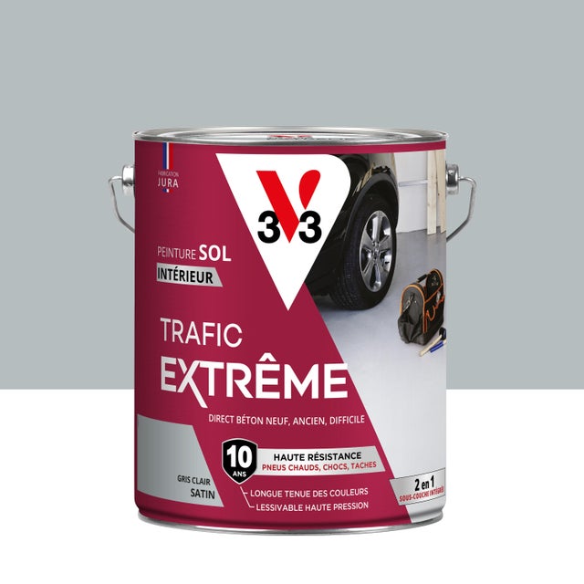 Peinture sol Trafic extrême V33, RAL 248, gris clair satiné, 5 l