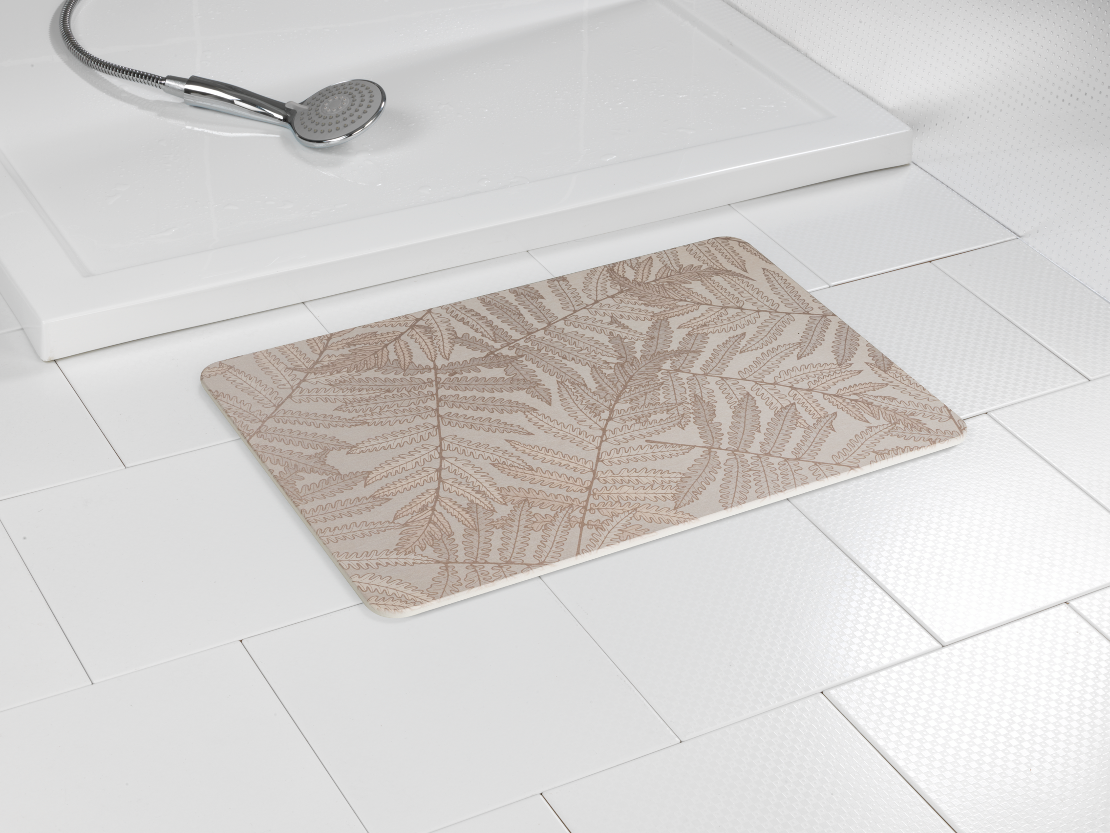 Tapis de bain l.39 x L.60 cm feuillage beige Diatomite dafni WENKO - 7