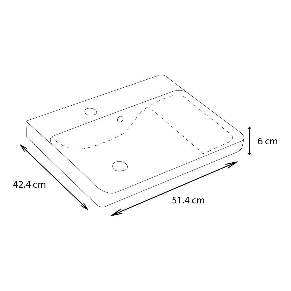 Lavabo a incasso rettangolare vasca centrale Easy L 51.4 x H 6 x P 42.4 cm in ceramica bianco lucido - 3