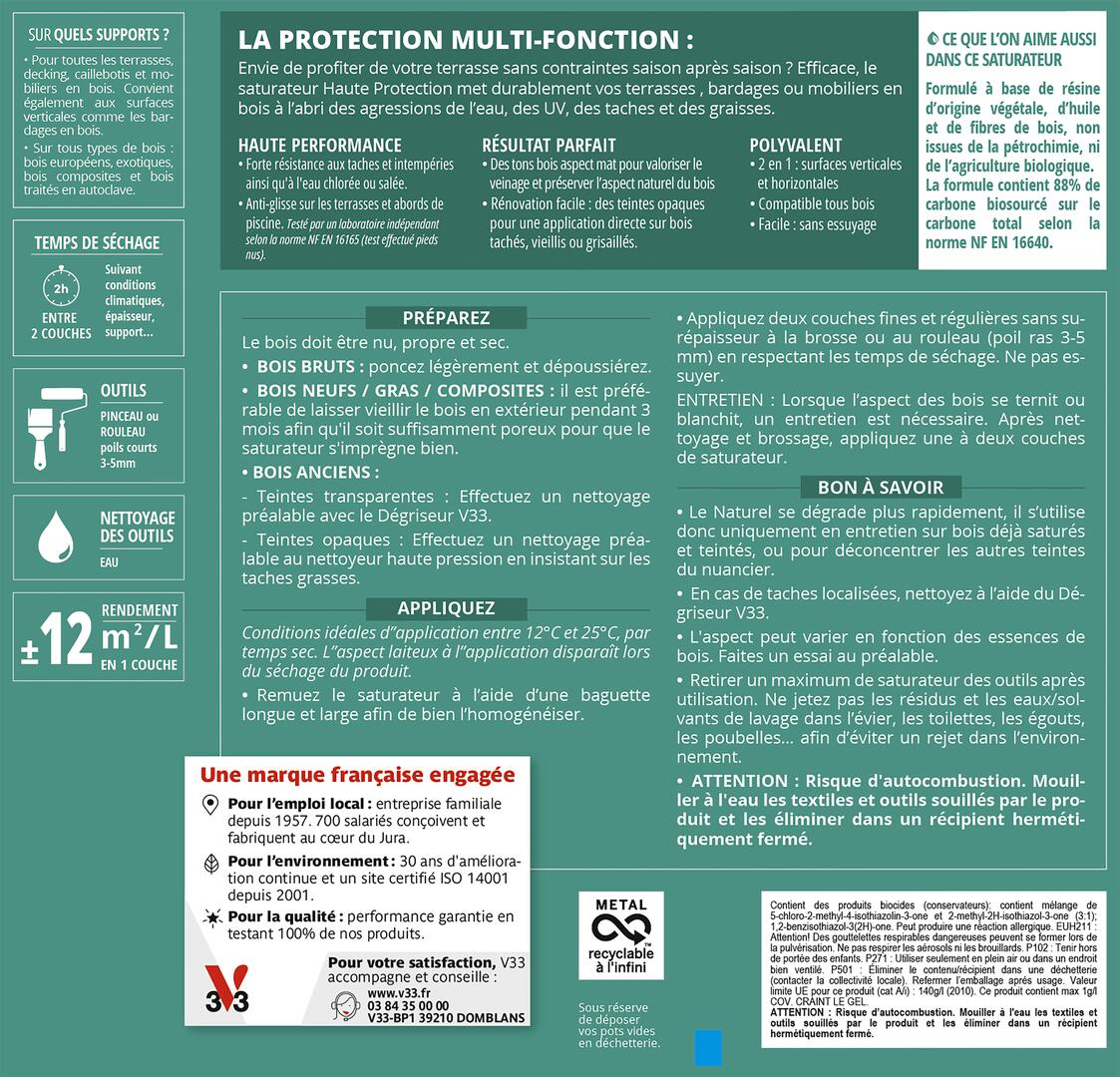 Saturateur pour bois extérieur V33 Haute protection chêne clair mat 2.5 l - 4