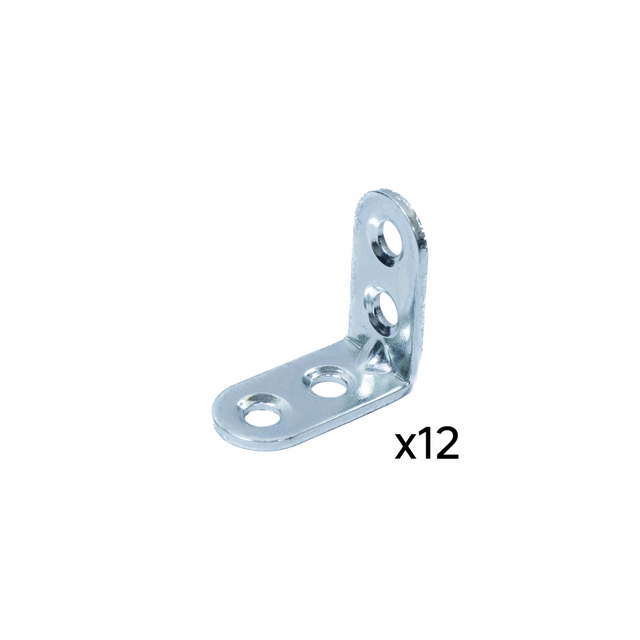 Lot de 12 équerres de chaise acier zingué, 30 x 30 x 15 x 2 mm