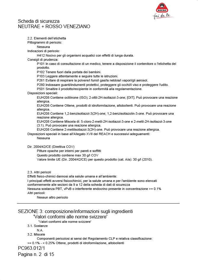 Pittura per interni per parete e soffitto antimuffa, BOERO FAI DA TE NEUTRAE+ PITTURA LAVABILE rosso veneziano opaco, 2.5 L - 6