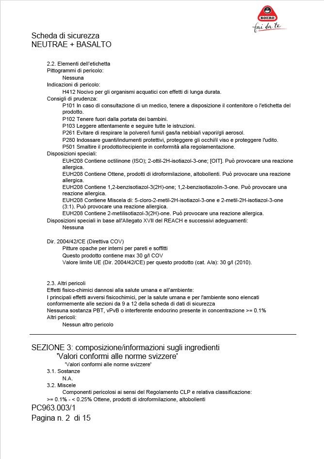 Pittura per interni per parete e soffitto antimuffa, BOERO FAI DA TE NEUTRAE+ opaco, 2.5 L - 6