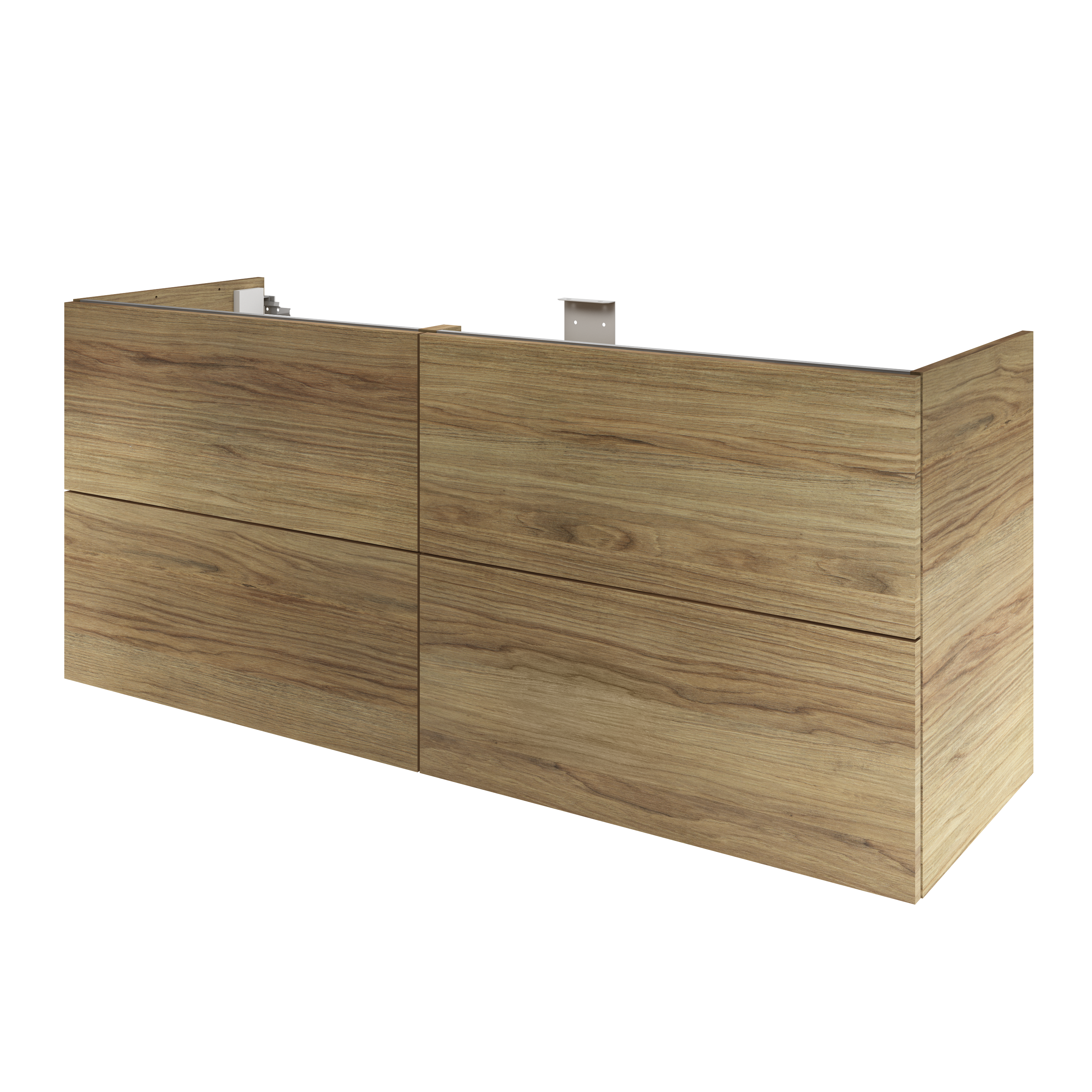 Meuble de salle de bains l.150 x H.64 x P.48 cm, effet chêne miel, Neo line - 2