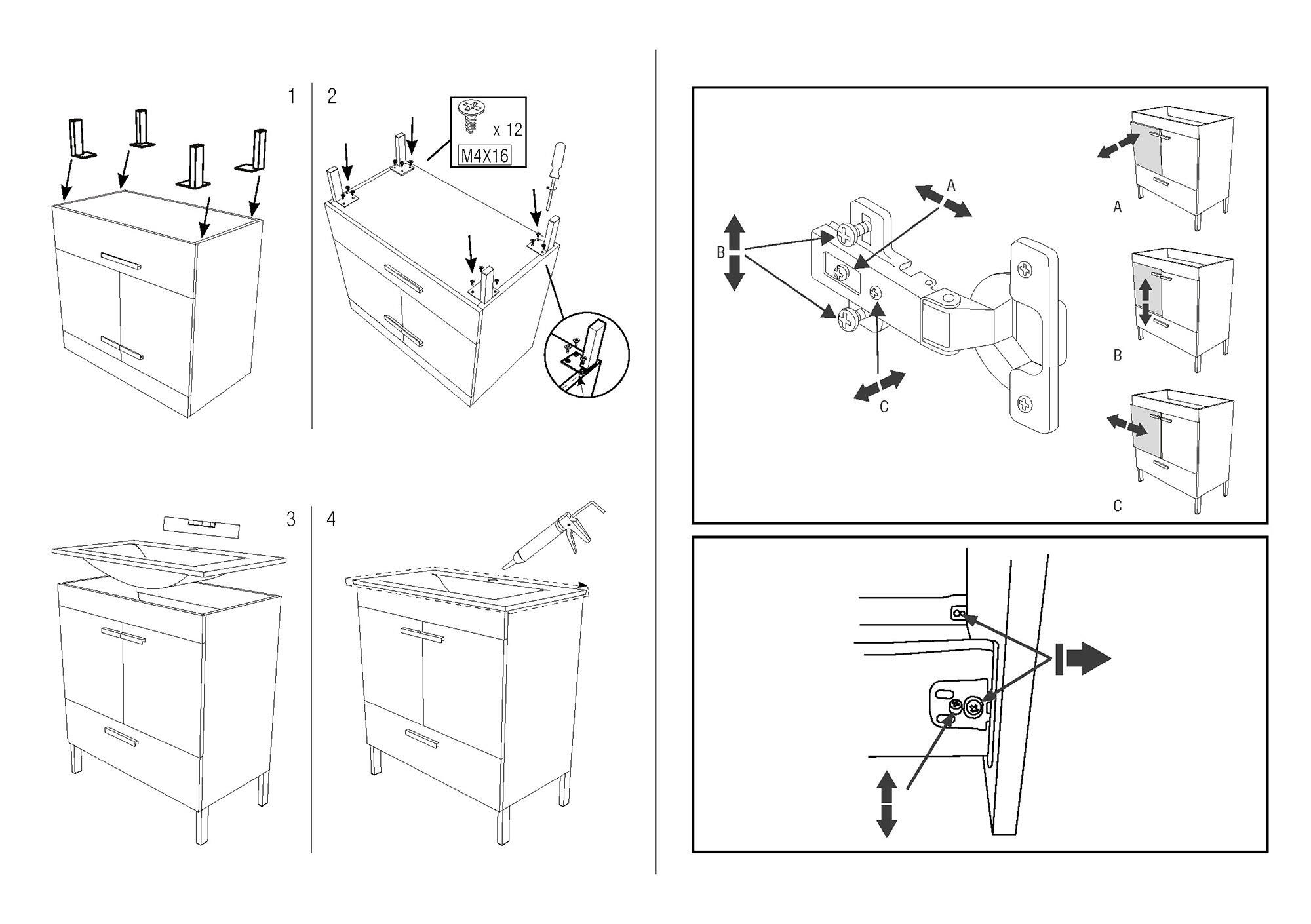 Móvel com lavatório 80x46x81 cm carvalho/preto Arrábida - 7