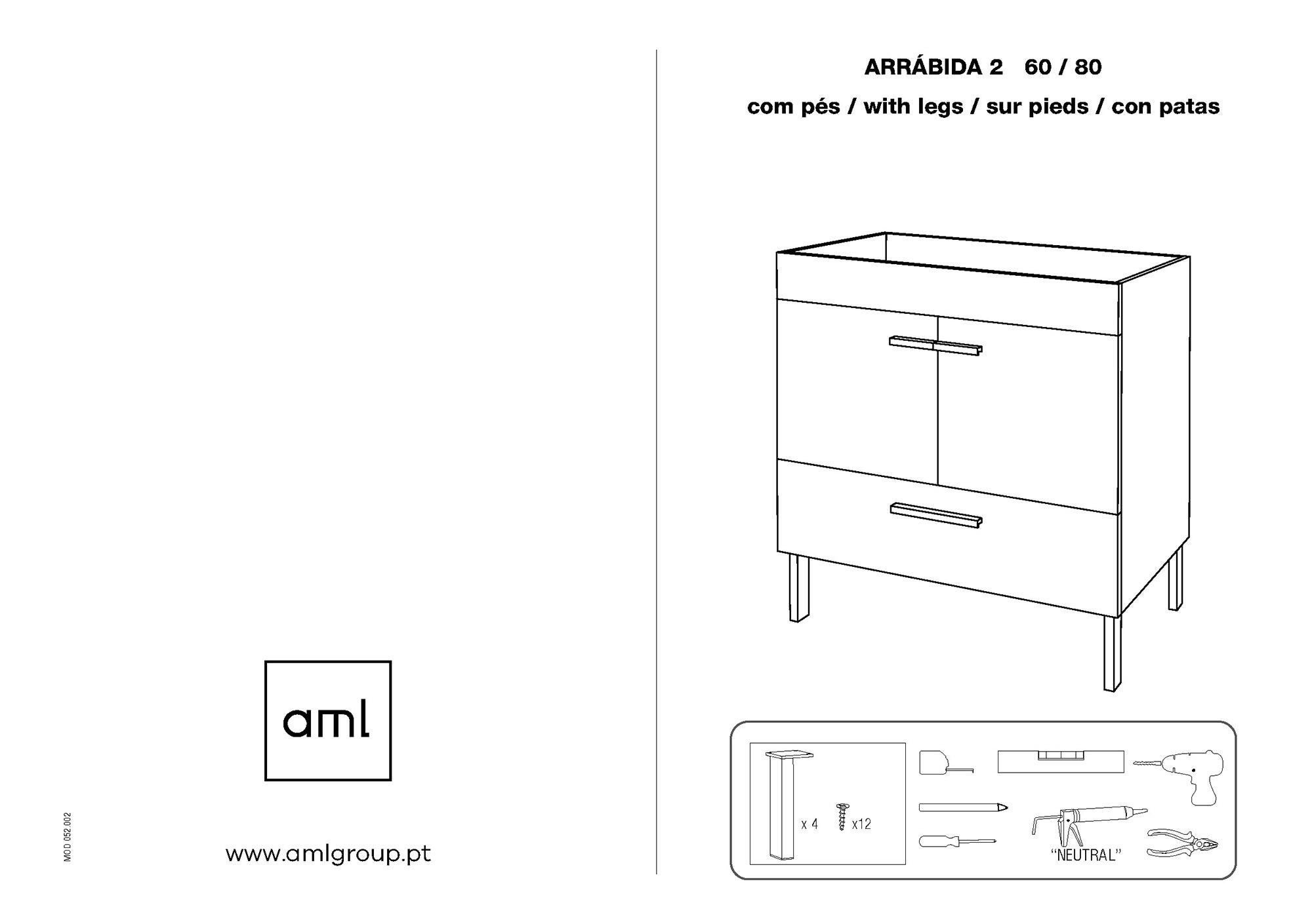 Móvel com lavatório 80x46x81 cm carvalho/preto Arrábida - 6