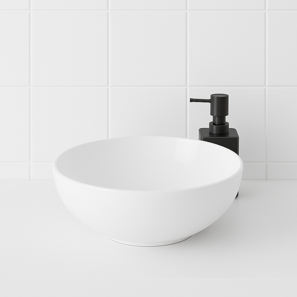 Lavabo da appoggio Easy SENSEA tondo in ceramica bianco lucido piletta inclusa - 2