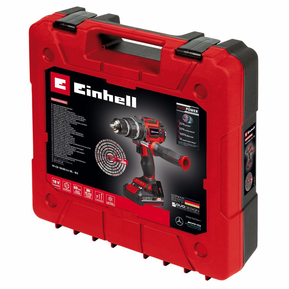 Trapano a percussione a batteria EINHELL TP-CD 18/80 Li-iBL 18V 2Ah, 2 batterie + valigetta in plastica - 4