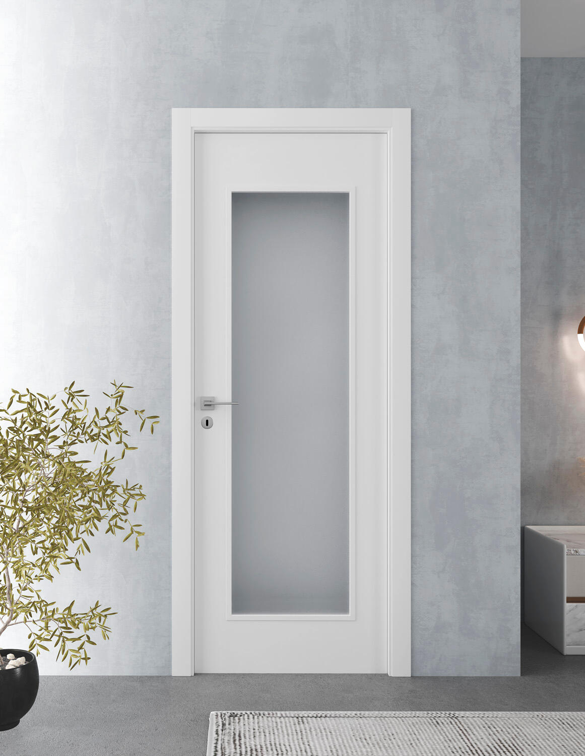 Bloco de porta LYON com vidro mate 75x200 reversível branco 002 - 3