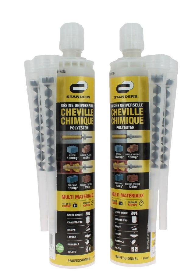 Lot de 2 cartouches de scellement chimique Fix STANDERS, 300ml