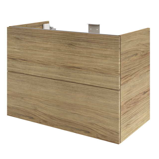Mobile da bagno sospeso sotto lavabo L 90 x H 64 x P 48 cm rovere lucido, 2 cassetti SENSEA Neo