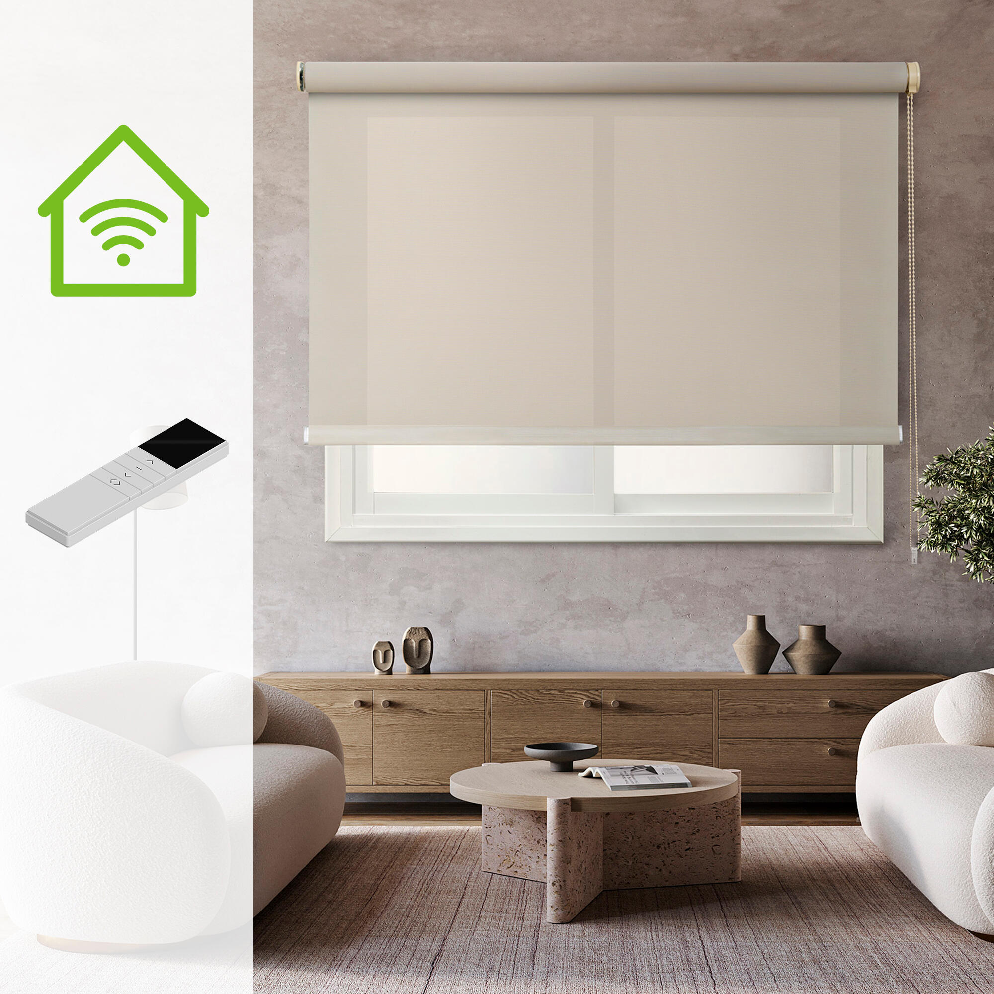 Kit motor + estor enrollable screen 5% térmico con cadena industry pvc liso beige de 200x250cm