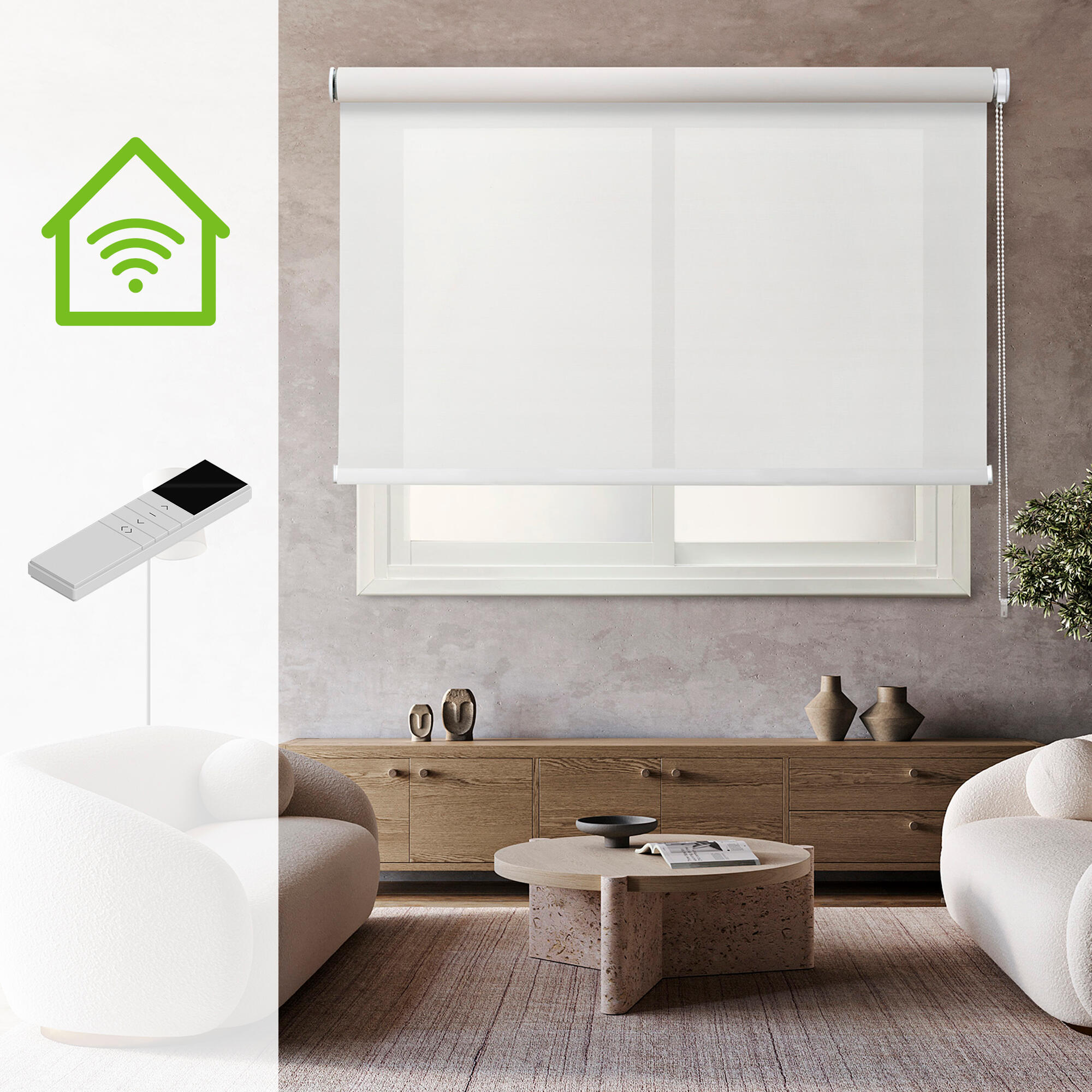 Kit motor + estor enrollable screen 5% térmico con cadena industry pvc liso blanco de 200x250cm