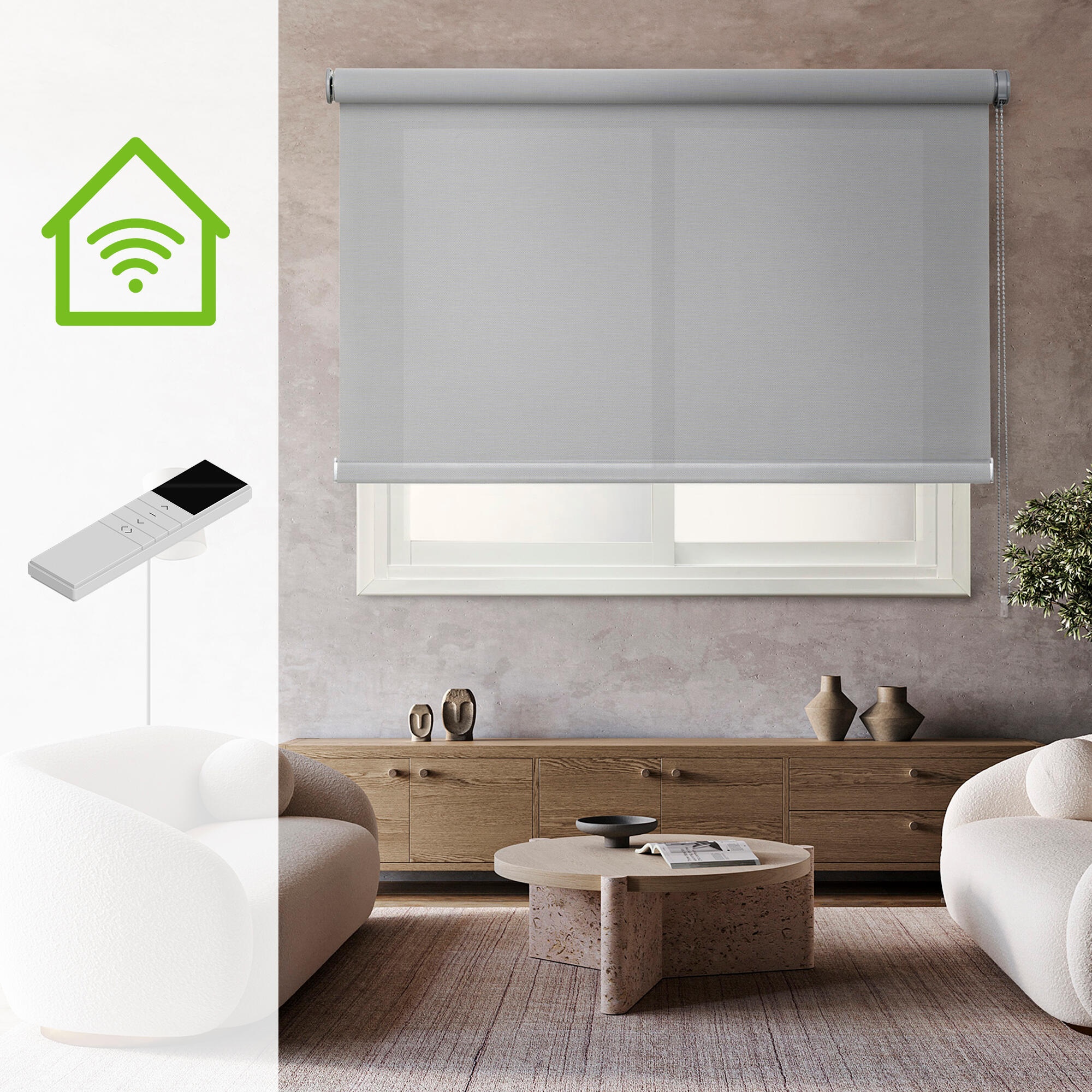 Kit motor + estor enrollable screen 5% térmico con cadena industry pvc liso gris claro de 200x250cm