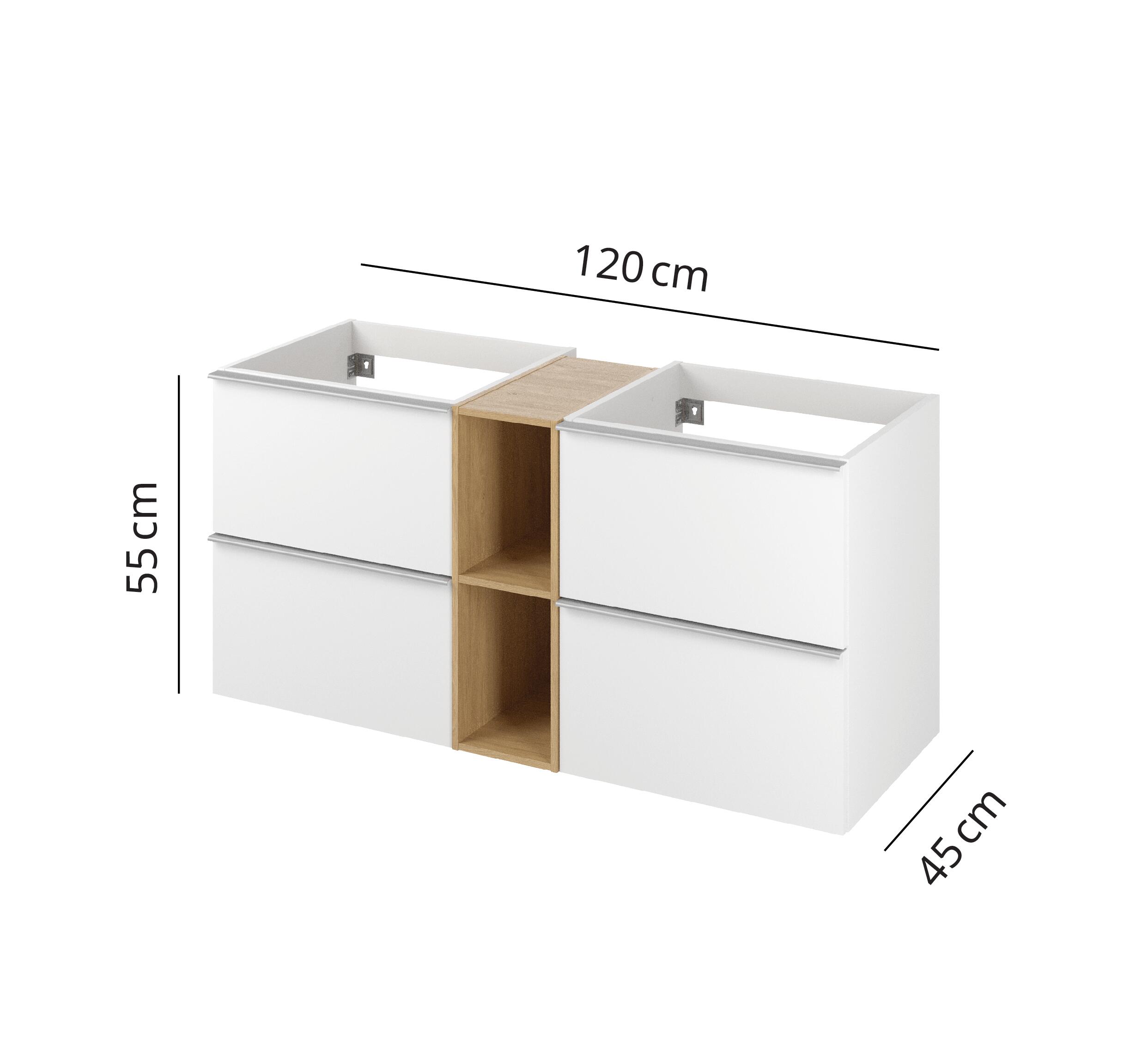 Mobile da bagno sospeso sotto lavabo L 120 x H 55 x P 45 cm bianco laminato opaco, 4 cassetti SENSEA Modern - 7