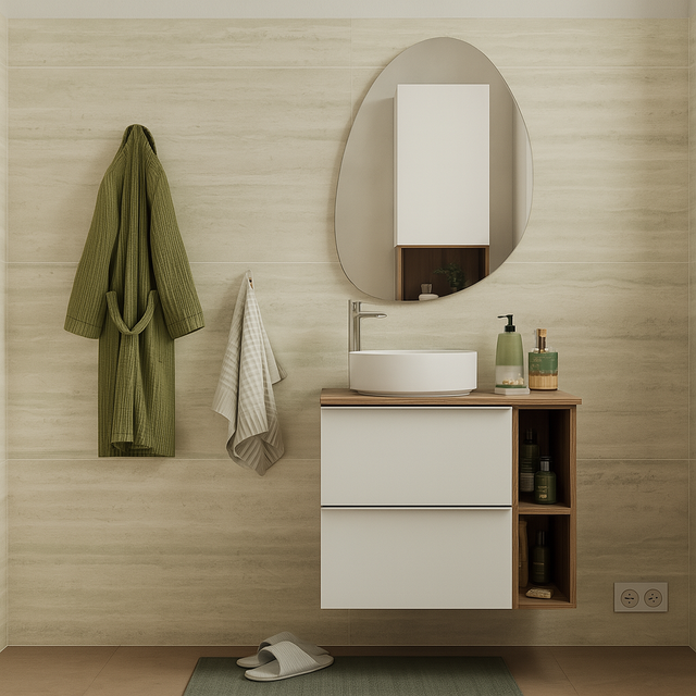 Mobile da bagno a terra L 60 x H 76 x P 50 cm rovere primitivo opaco, 2 ante COLAVENE Modern