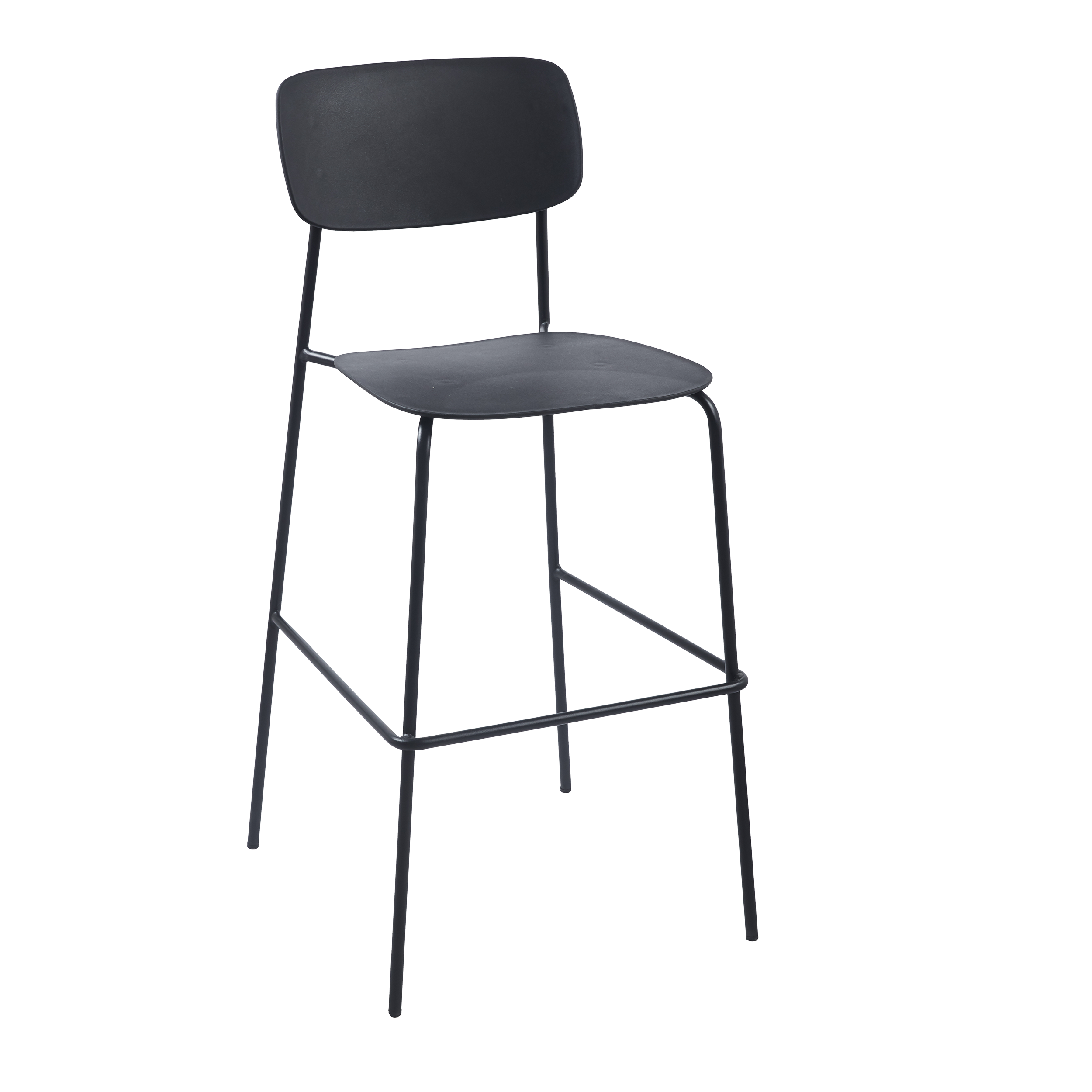 Krzesło barowe 109x46x52 cm podstawa stalowa w kolorze czarnym siedzisko z tworzywa sztucznego czarne