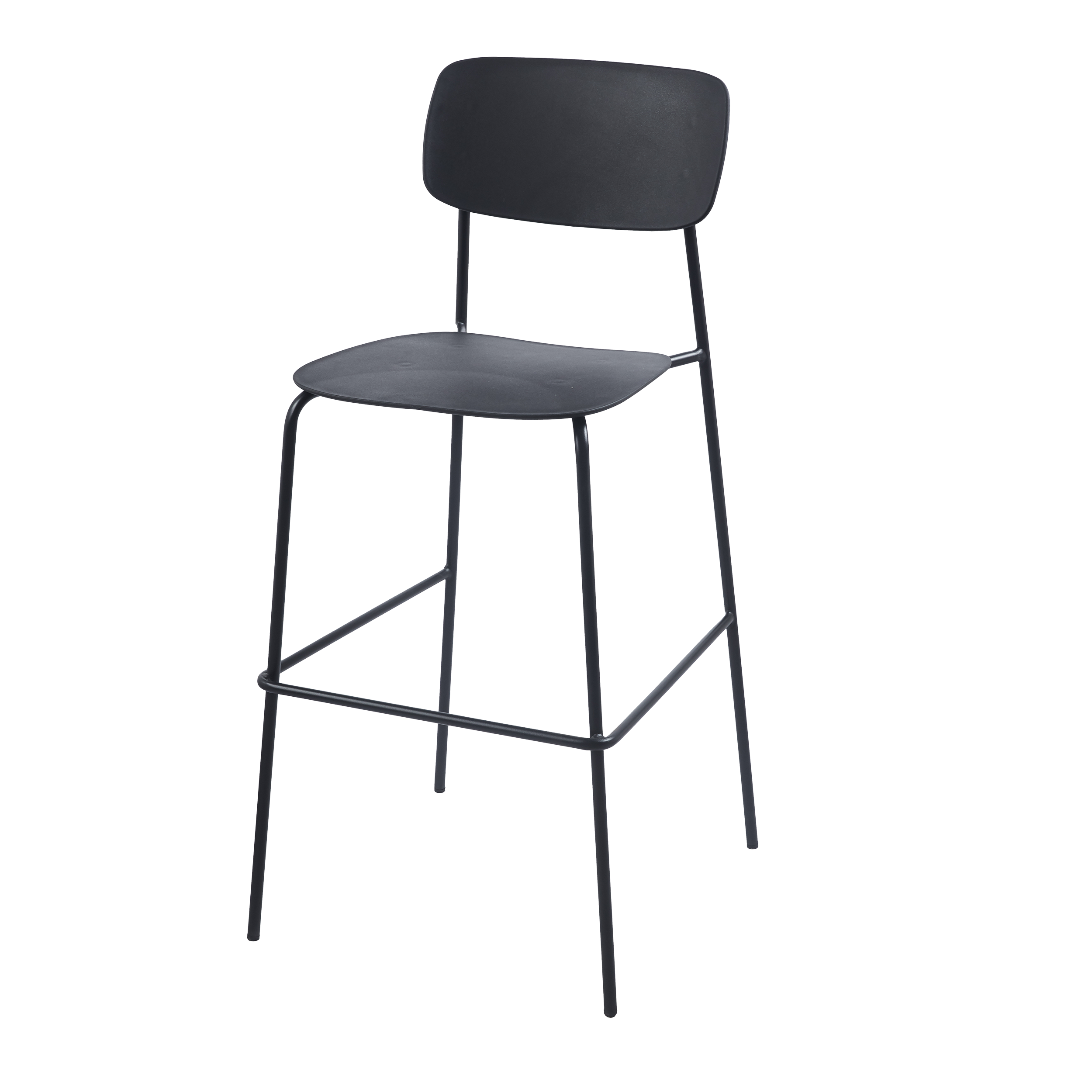 Krzesło barowe 109x46x52 cm podstawa stalowa w kolorze czarnym siedzisko z tworzywa sztucznego czarne - 2
