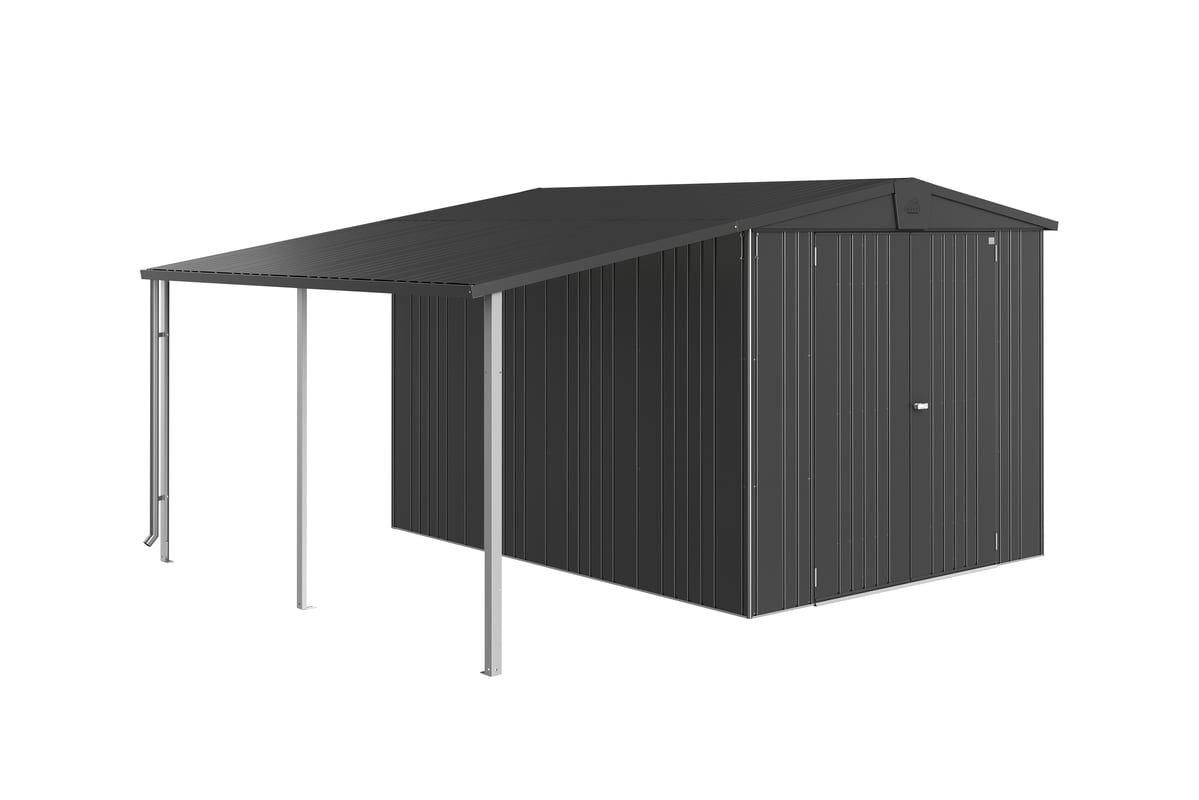 Wiata metalowa do domków narzędziowych Europa 6, 7 156x150x300 cm ciemna szara Biohort