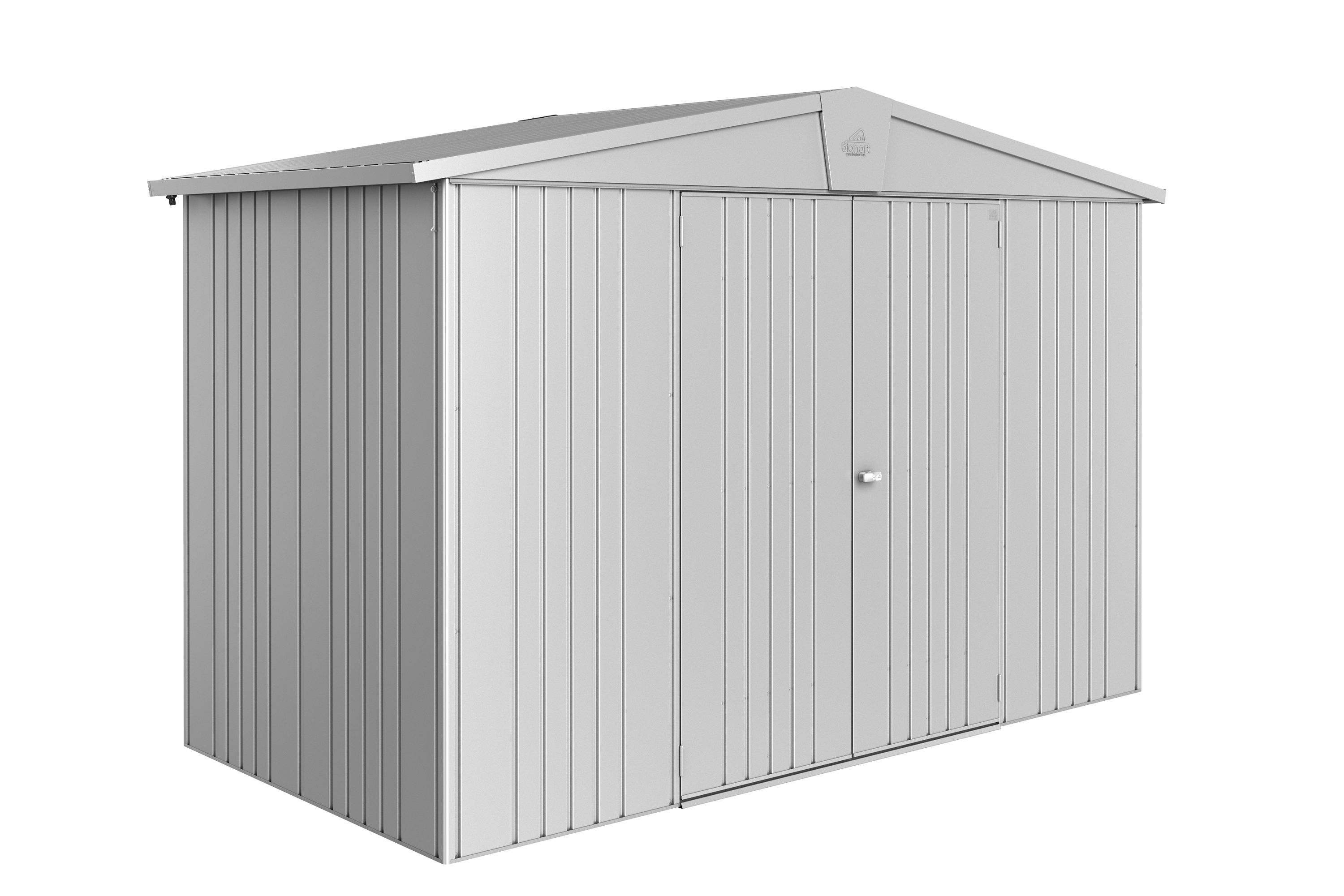 Domek narzędziowy metalowy Europa 4A podwójne drzwi 316x156x209 cm srebrny Biohort