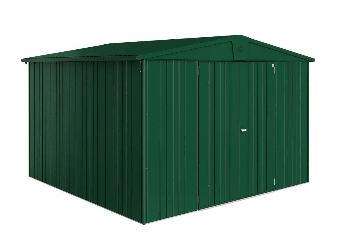 Domek narzędziowy metalowy Europa 7 podwójne drzwi 316x300x209.5 cm zielony Biohort