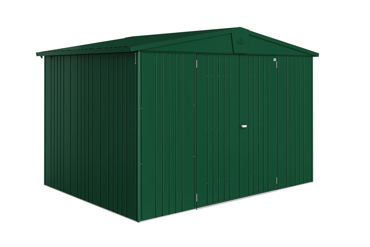 Domek narzędziowy metalowy Europa 5 podwójne drzwi 316x228x209 cm zielony Biohort