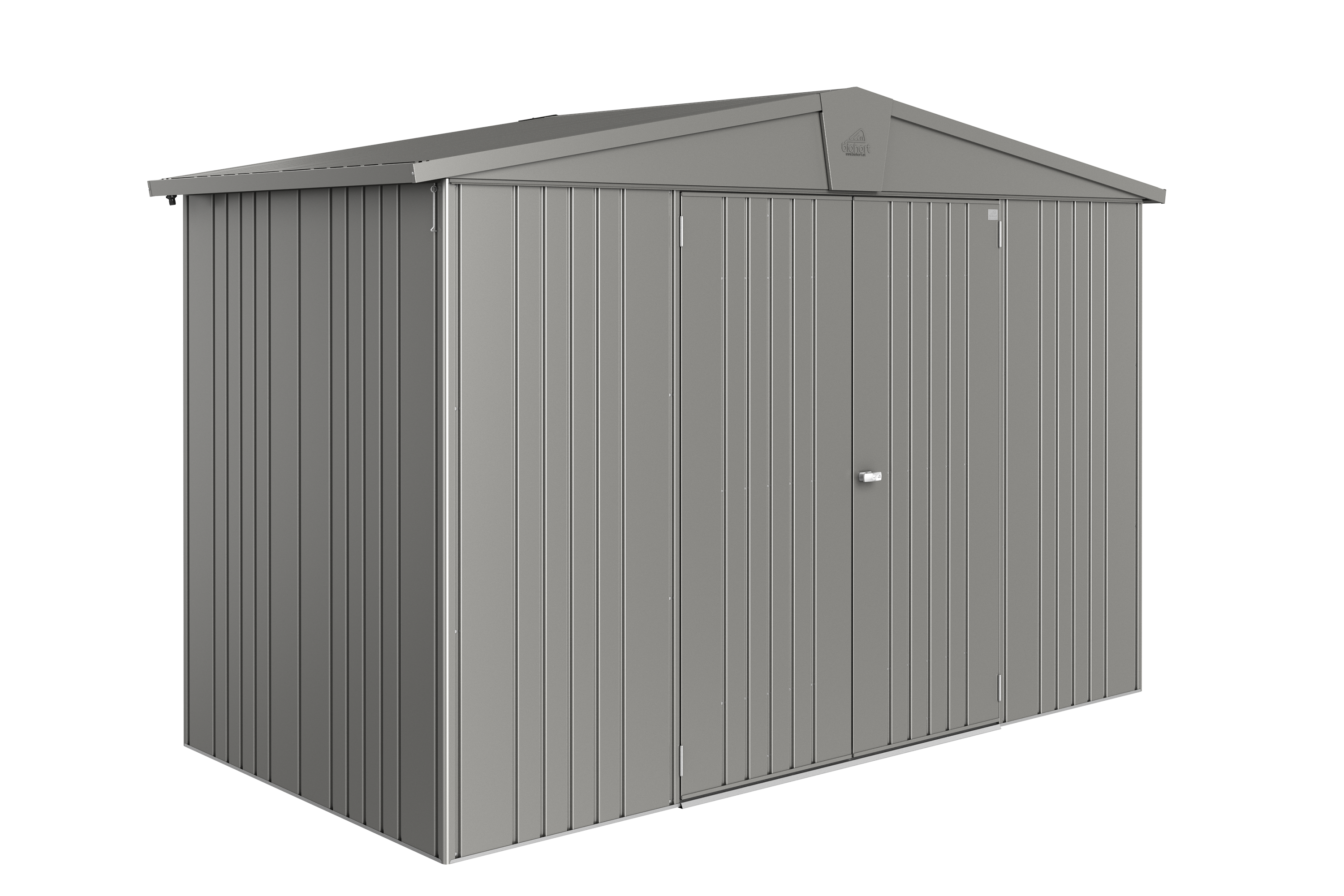 Domek narzędziowy metalowy Europa 4A podwójne drzwi 316x156x209 cm srebrny Biohort