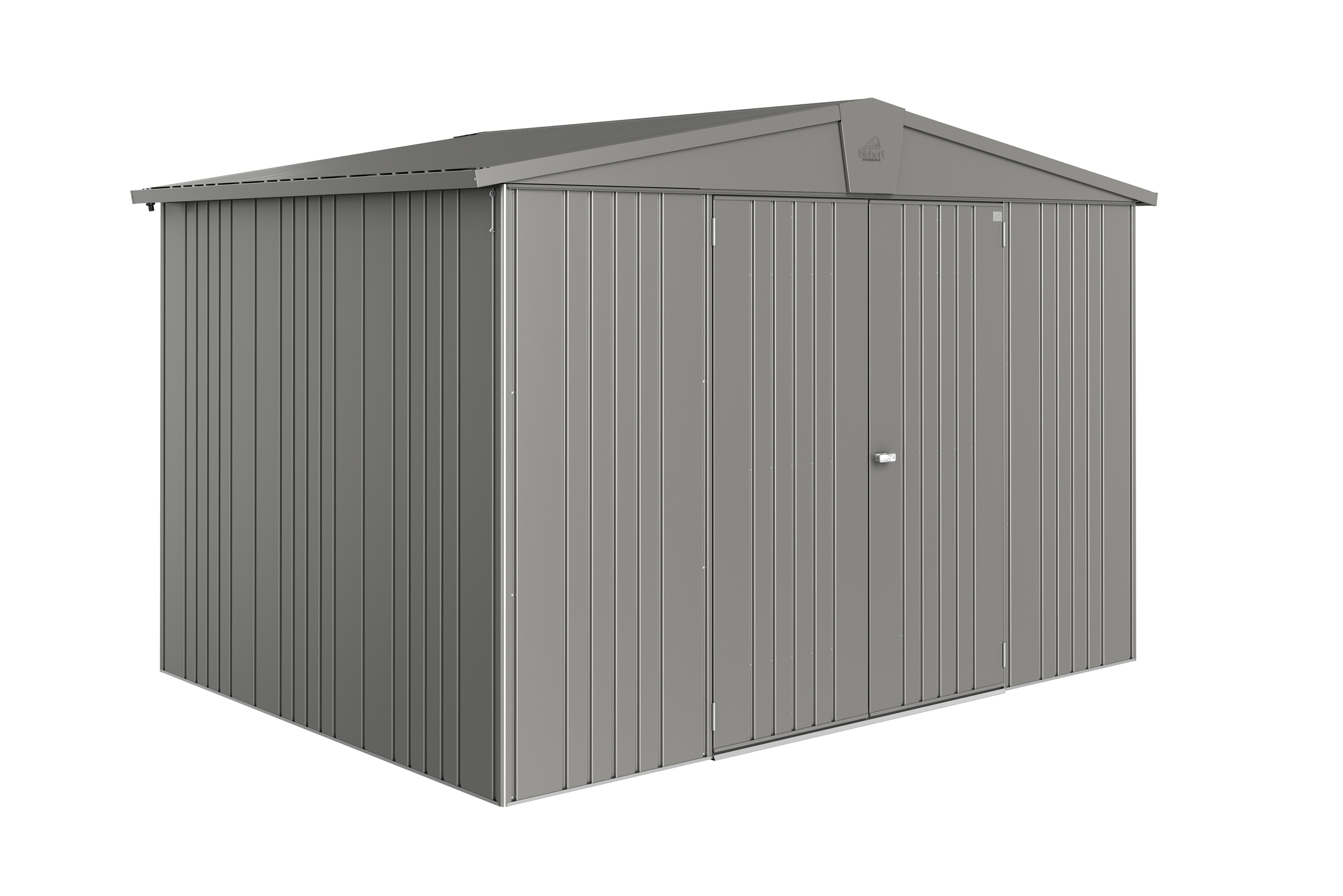 Domek narzędziowy metalowy Europa 5 podwójne drzwi 316x228x209 cm srebrny Biohort