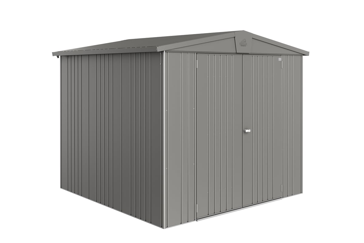 Domek narzędziowy metalowy Europa 4 podwójne drzwi 244x228x203 cm srebrny Biohort