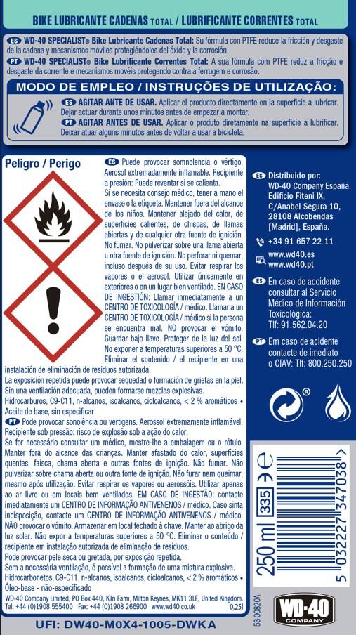 Lubrificante wd-40 specialist correntes bicicleta 250ml - 6