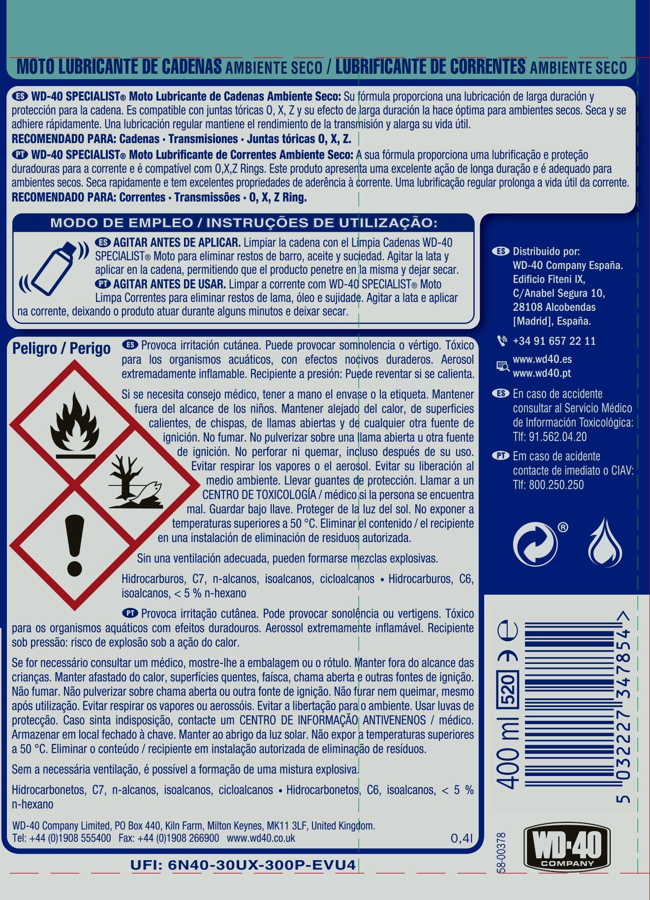 Lubrificante de correntes WD-40 AEROSSOL 400ML - 9