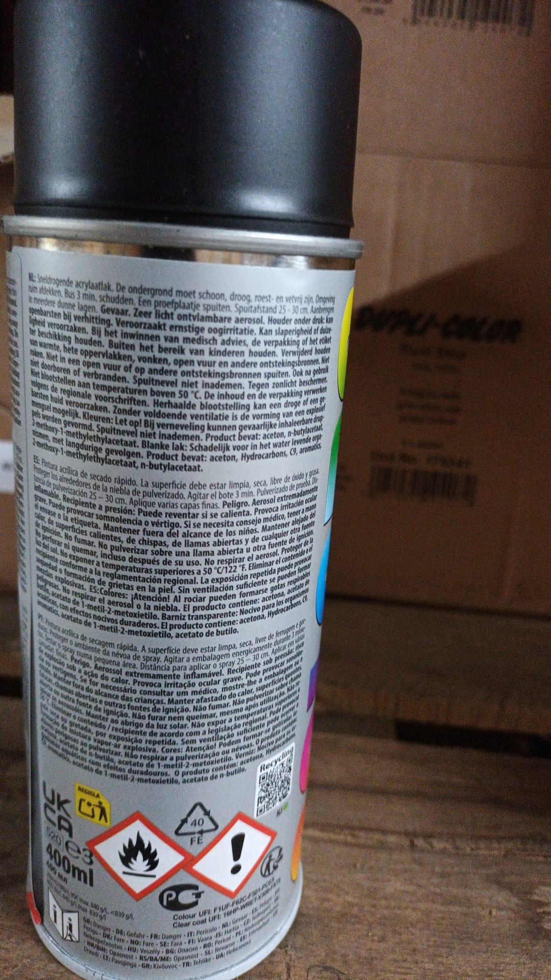 Spray decorativo Dupli-color mate 400ml preto Ral 9005 - 2
