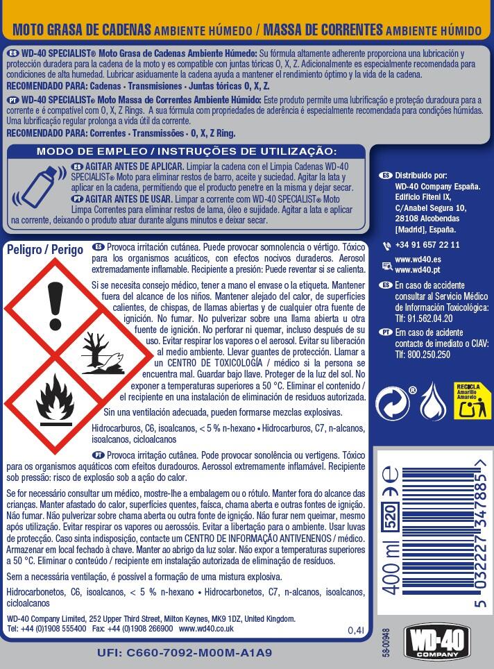 Massa para correntes para ambiente húmido em spray 400 ml WD-40 Specialist - 7