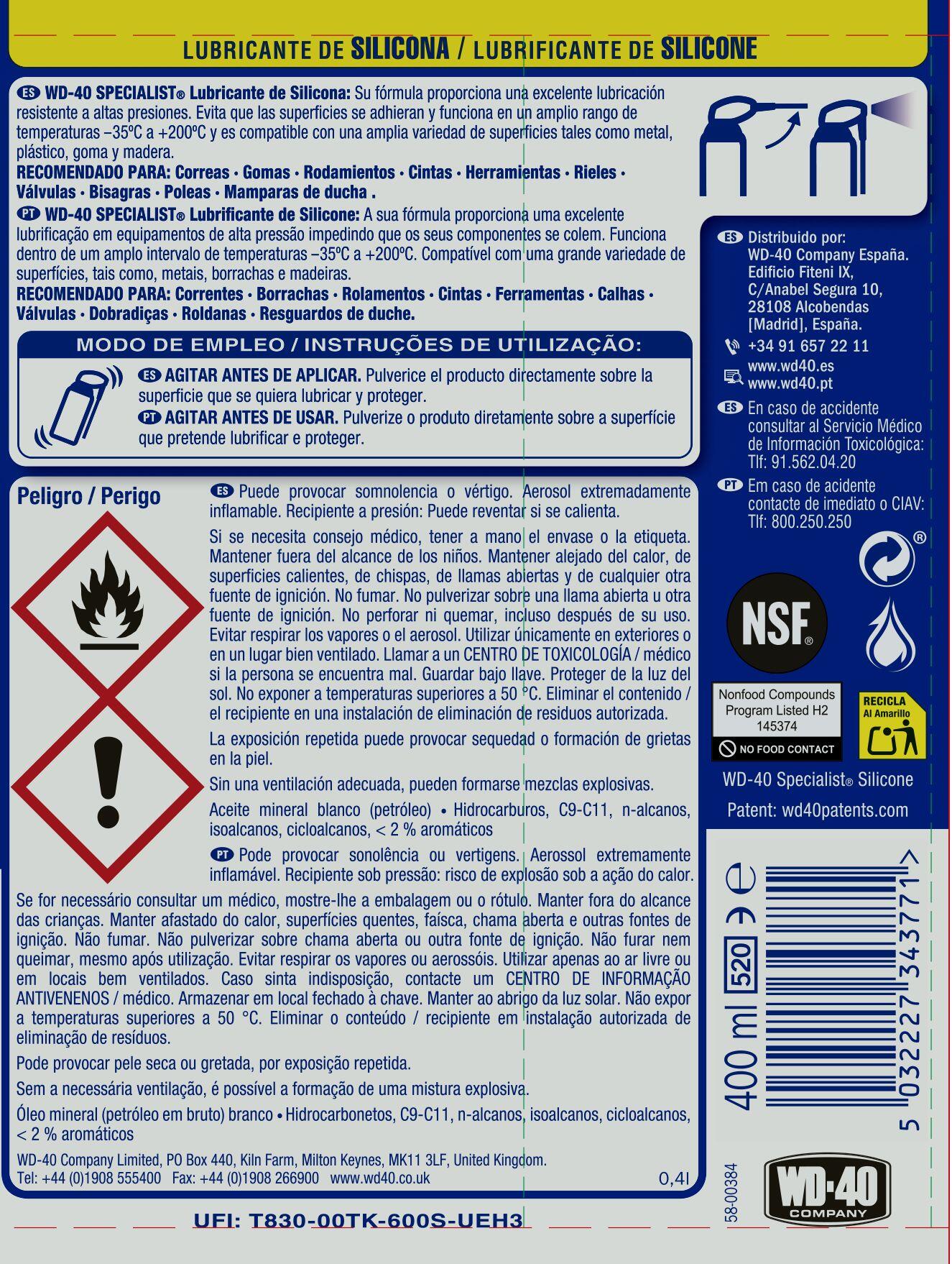 Lubrificante de silicone 400 ml WD-40 Specialist - 10