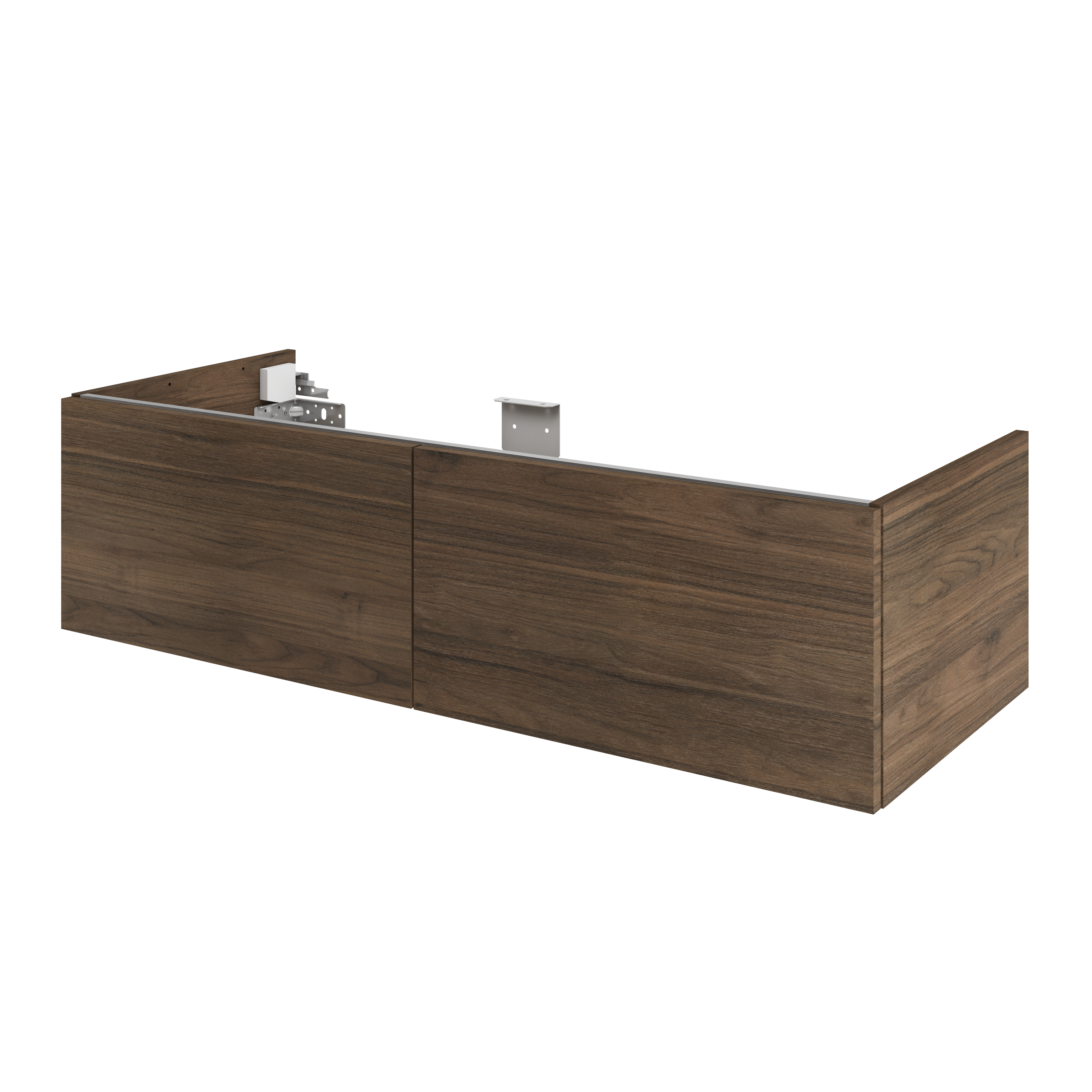 Mobile da bagno sospeso sotto lavabo L 120 x H 64 x P 48 cm noce lucido, 2 cassetti 2 ante SENSEA Neo Frame, Maniglie acquistabili separatamente - 2
