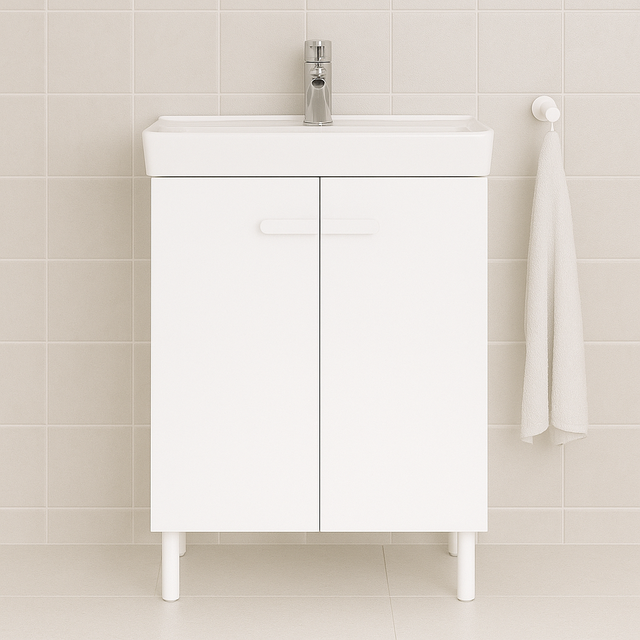 Móvel de casa de banho 50x40x70 cm 2 portas branco mate Sensea Easy