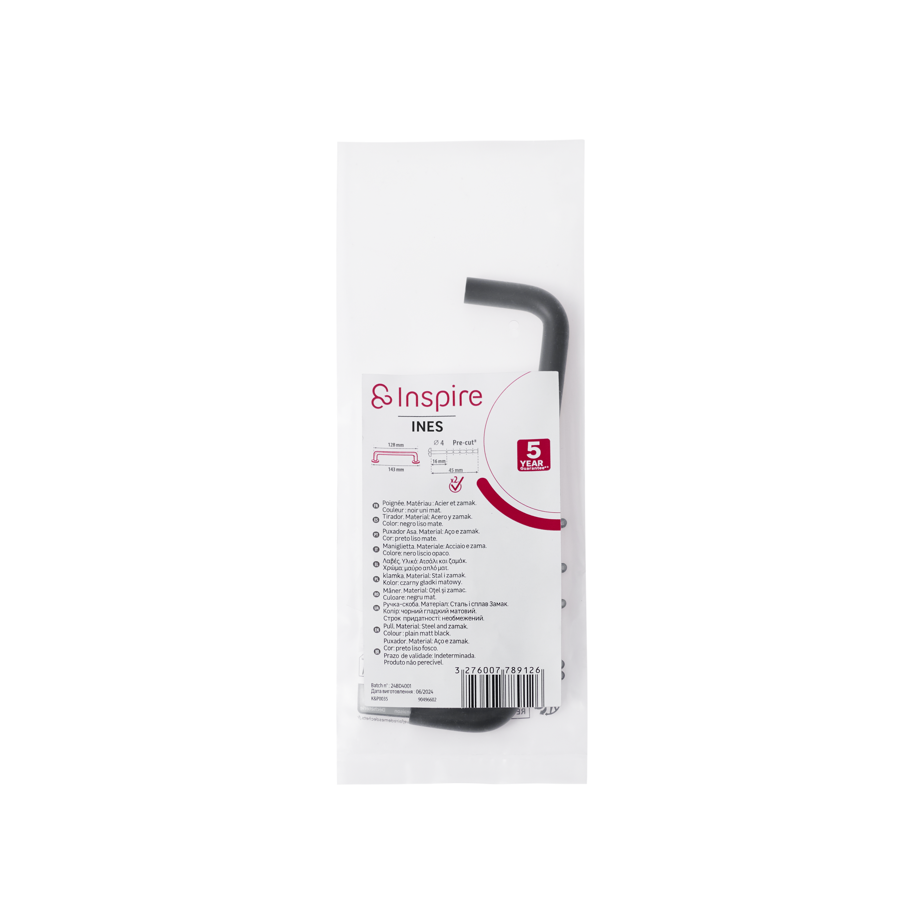 Uchwyt meblowy Sasha 128 mm czarny matowy Inspire - 8