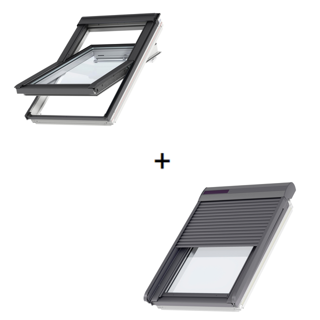 VELUX avec volet roulant solaire 78x98 confort Whitefinish à rotation MK04