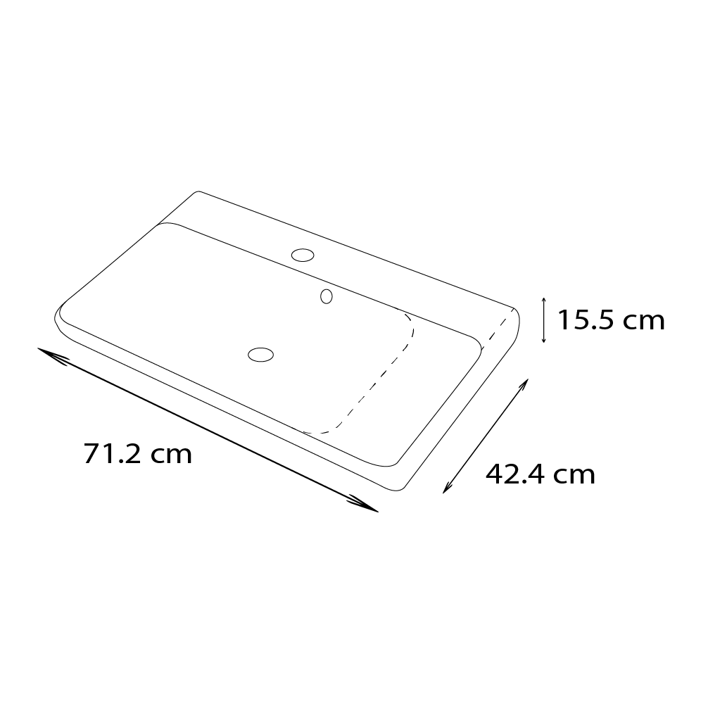 Lavatório de encastrar 70X42X15 cm branco Sensea Easy - 10