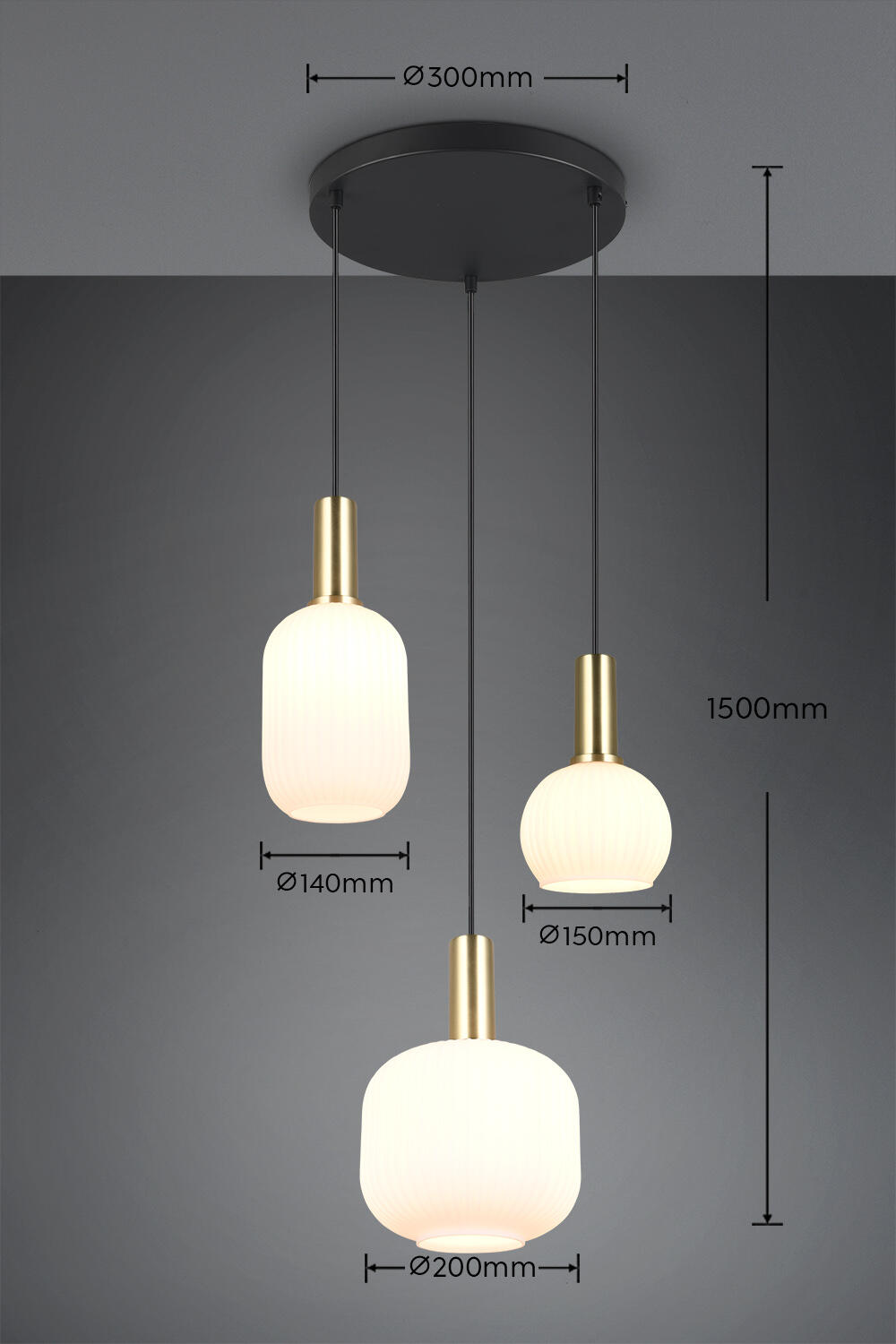 Suspensão leve sem  lâmpada TRIO LIGHTING DIVA 3 luzes E27 IP20 preto 38.5 cm - 4