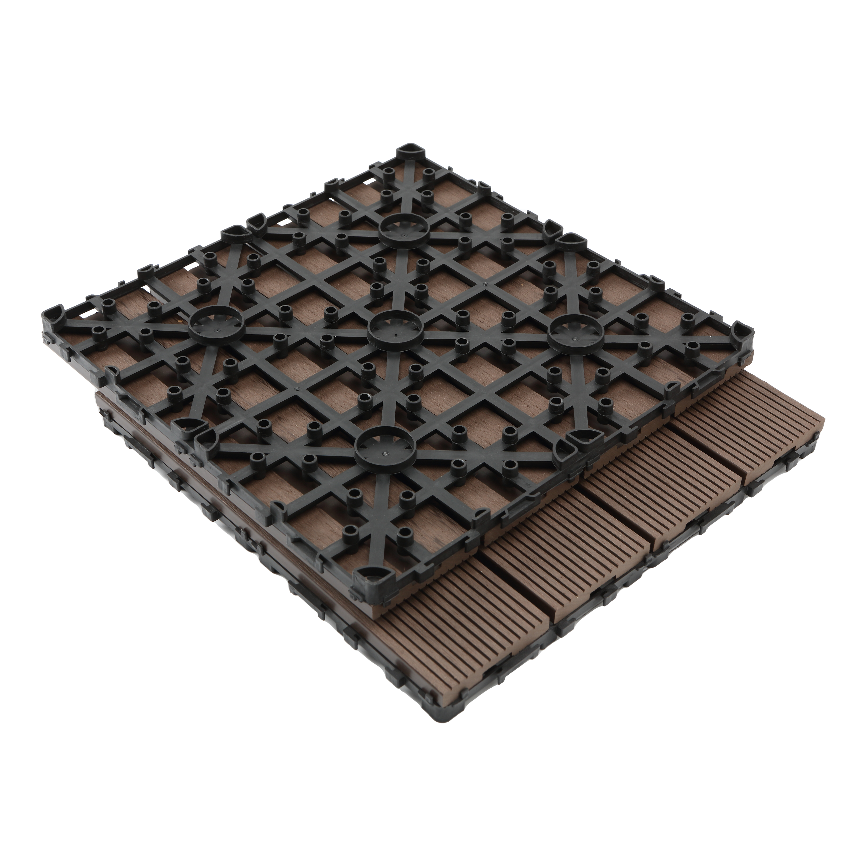 Dalle clipsable composite résine et bois Renala, marron, L.30 x l.30 x Ep.23 mm - 6