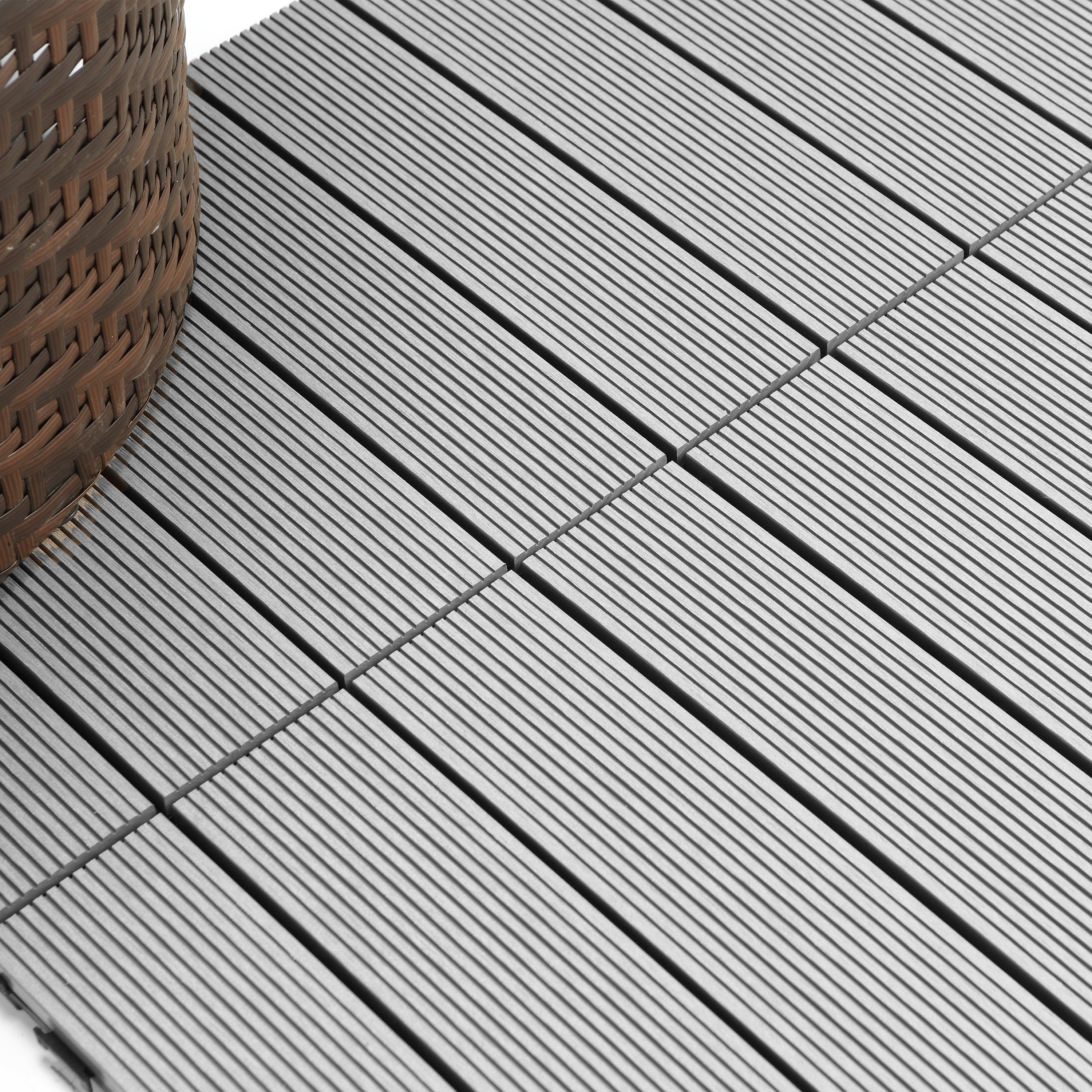 Piastrella d'appoggio a incastro da esterno in composito di legno e plastica (wpc) effetto legno grigio L 30 x L 30 cm x Sp. 23 mm Renala - 7