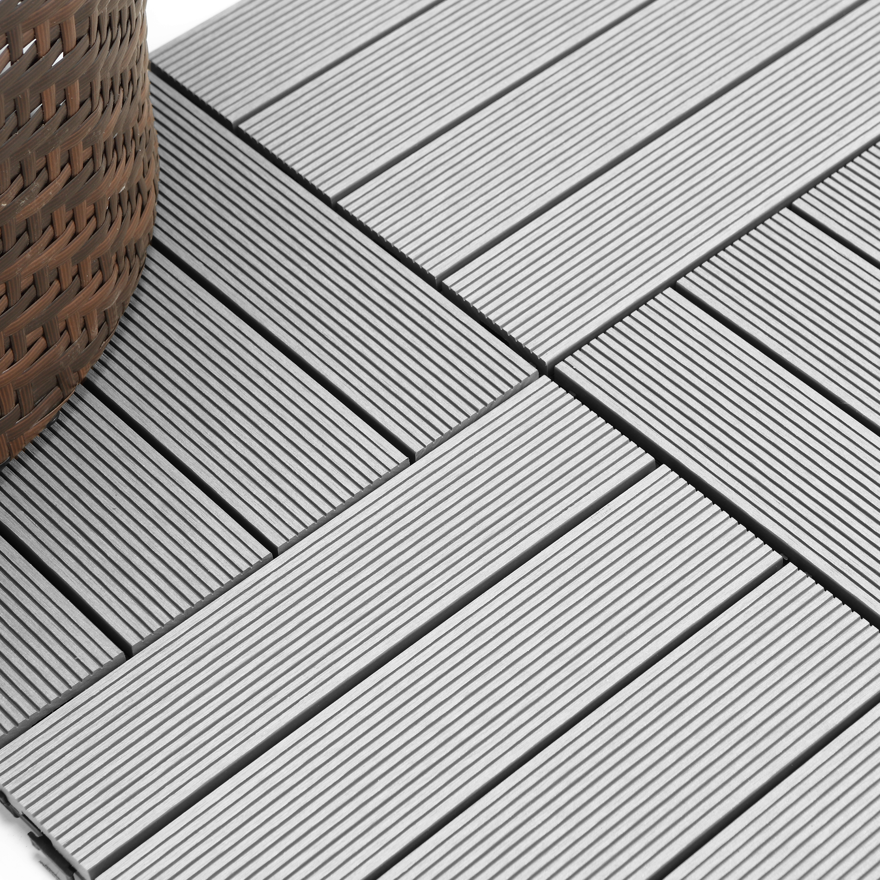 Piastrella d'appoggio a incastro da esterno in composito di legno e plastica (wpc) effetto legno grigio L 30 x L 30 cm x Sp. 23 mm Renala - 4
