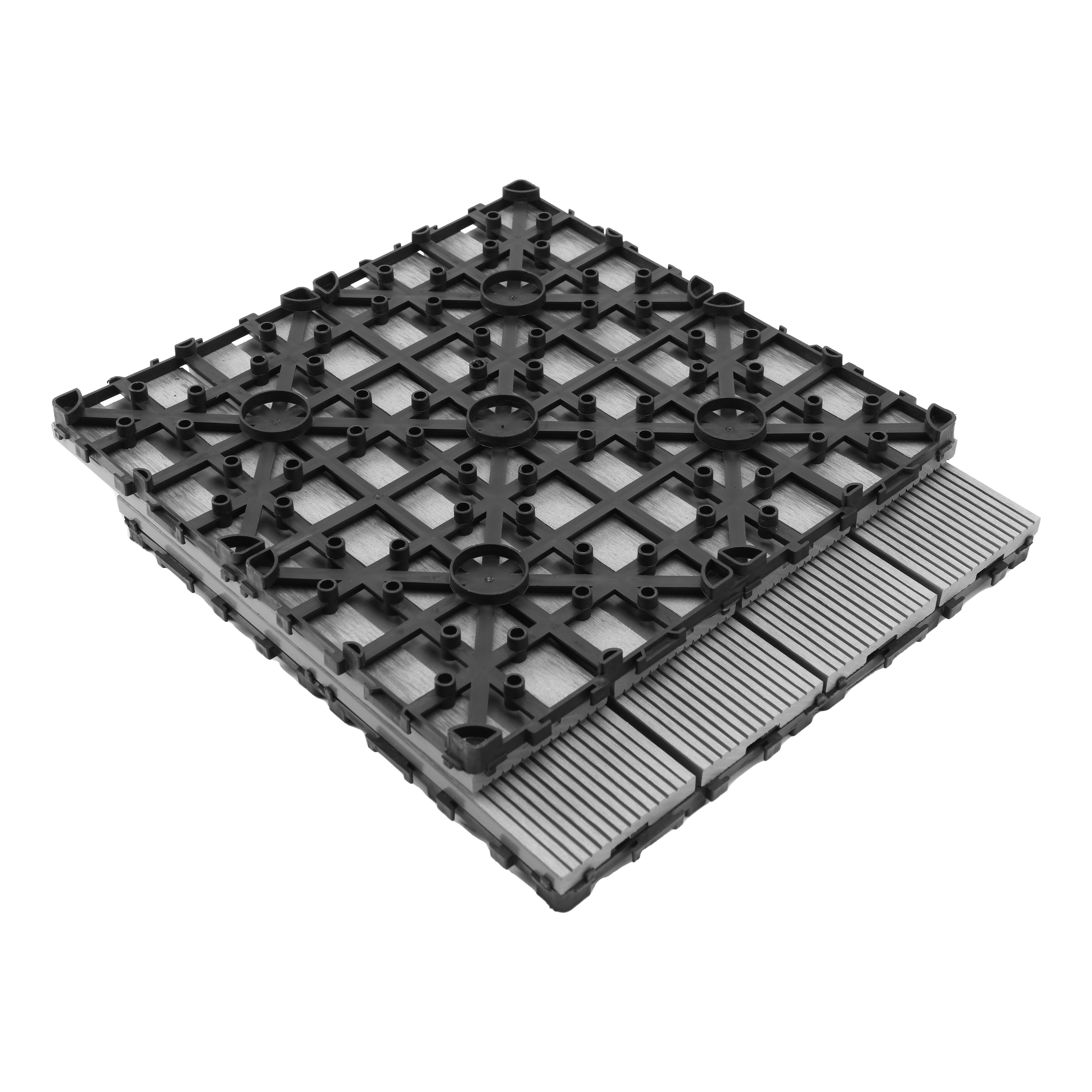 Piastrella d'appoggio a incastro da esterno in composito di legno e plastica (wpc) effetto legno grigio L 30 x L 30 cm x Sp. 23 mm Renala - 3