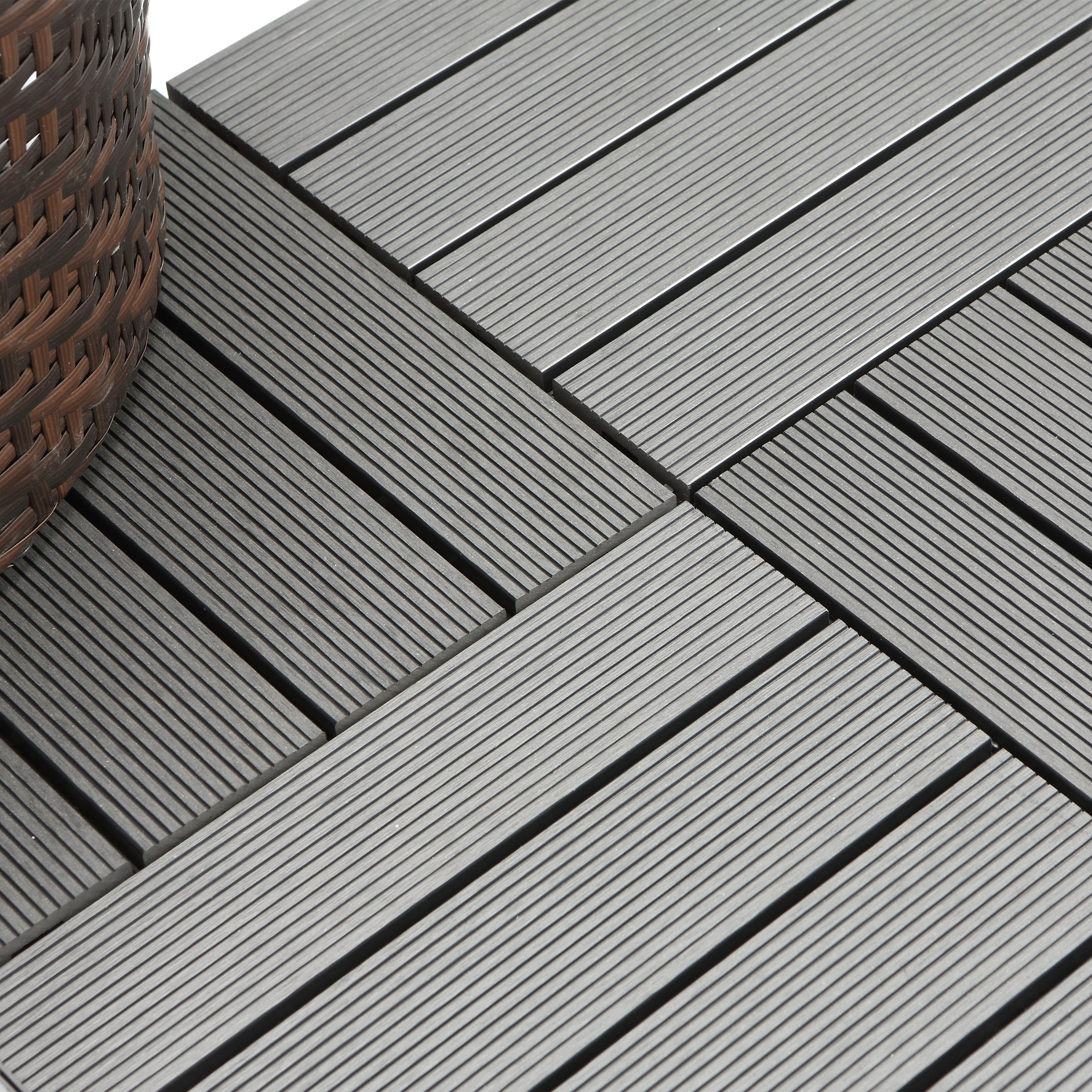 Piastrella d'appoggio a incastro da esterno in composito di legno e plastica (wpc) effetto legno grigio L 30 x L 30 cm x Sp. 23 mm Renala - 26