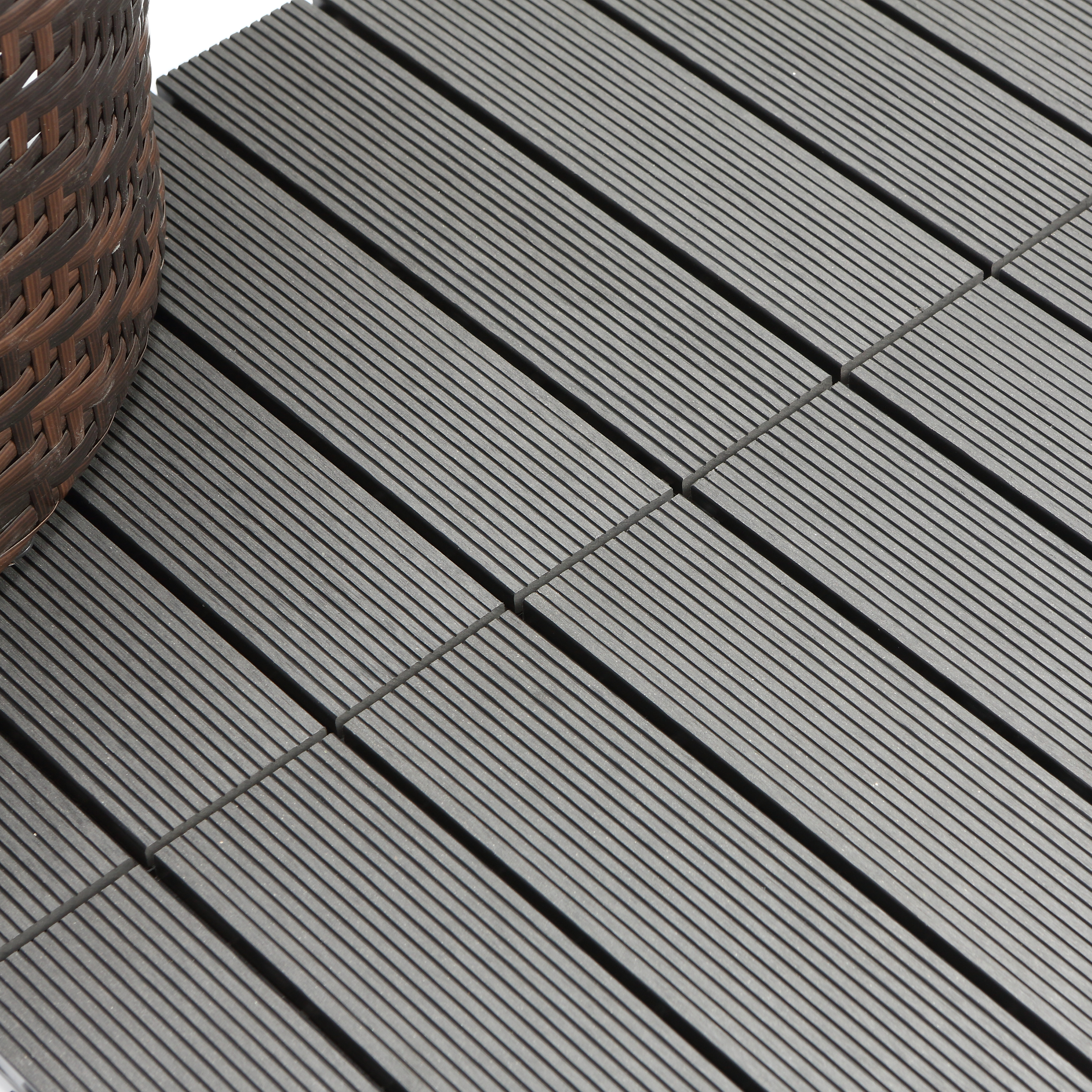 Piastrella d'appoggio a incastro da esterno in composito di legno e plastica (wpc) effetto legno grigio L 30 x L 30 cm x Sp. 23 mm Renala - 25