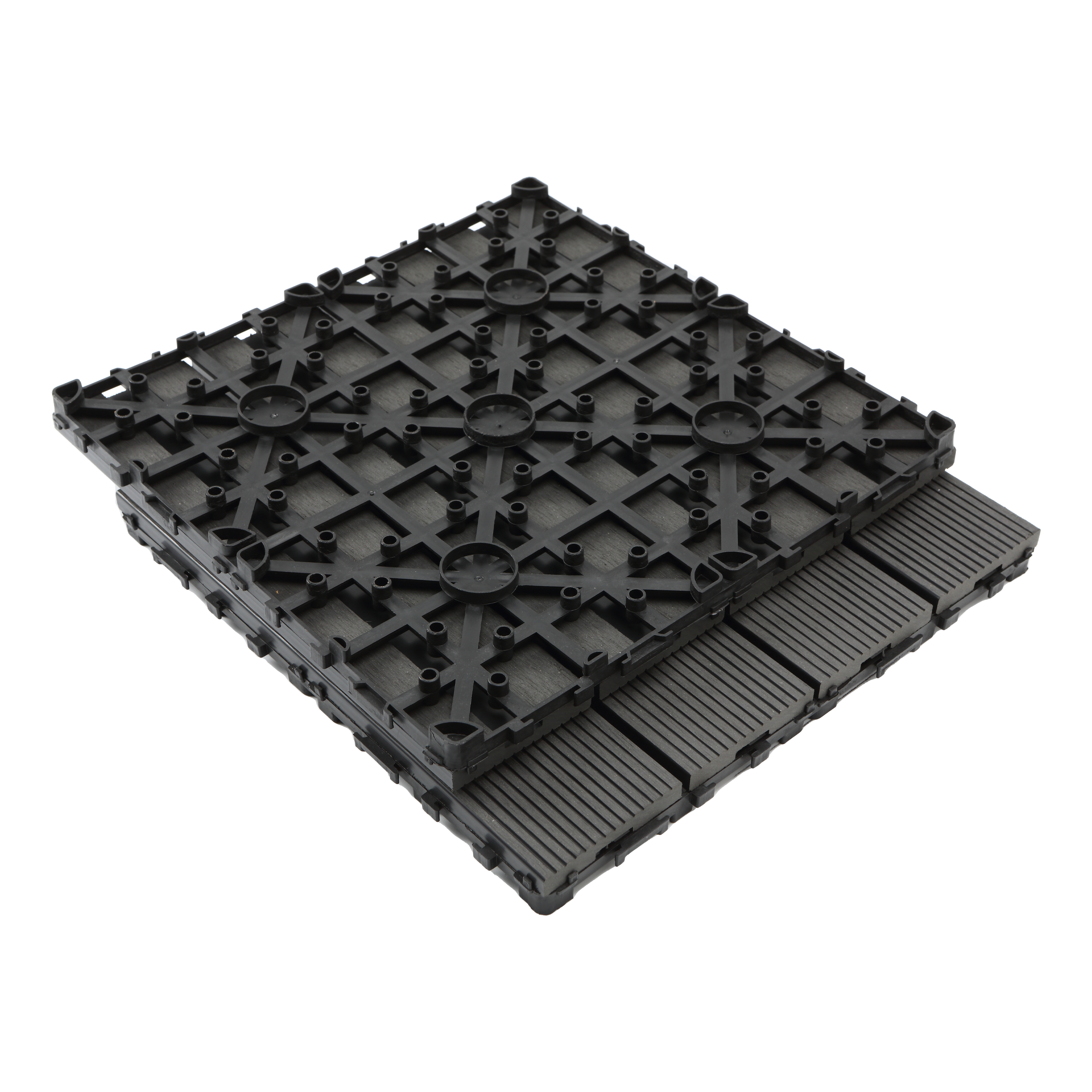 Piastrella d'appoggio a incastro da esterno in composito di legno e plastica (wpc) effetto legno grigio L 30 x L 30 cm x Sp. 23 mm Renala - 24