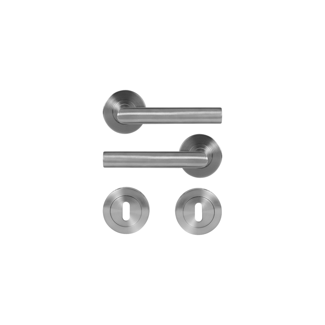 Puxador de porta com entrada de chave aço inoxidável escovado brilhante Inspire Sara