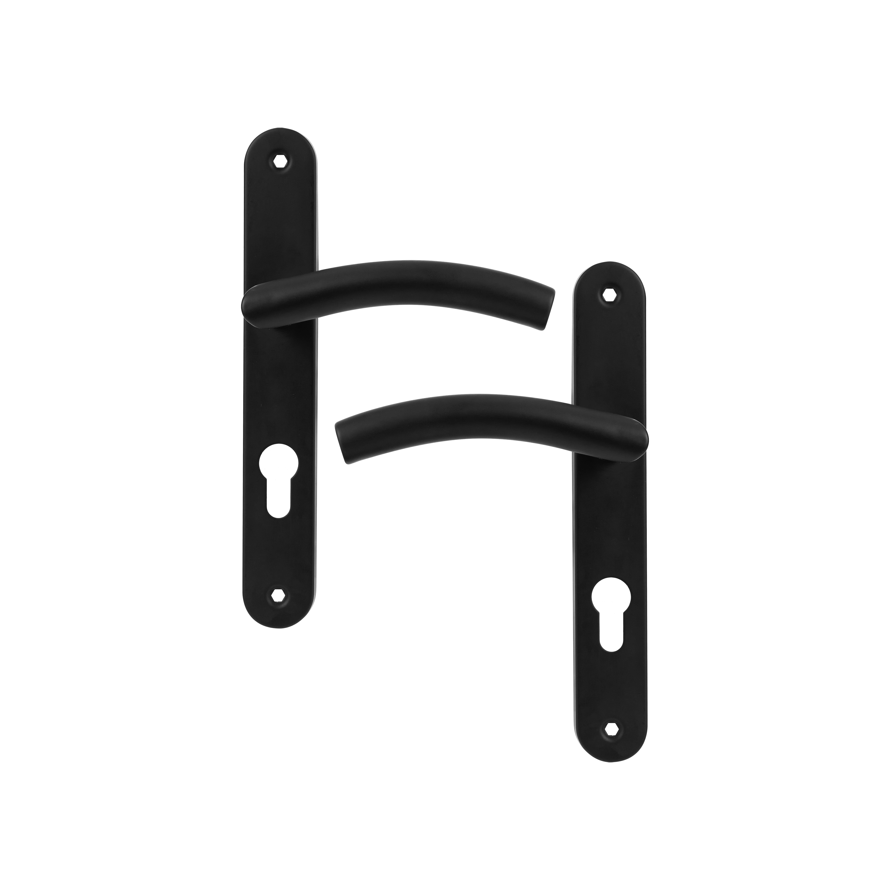 2 poignées sur plaque à cylindre Margaud acier noir mat, entraxe 195 mm - 5