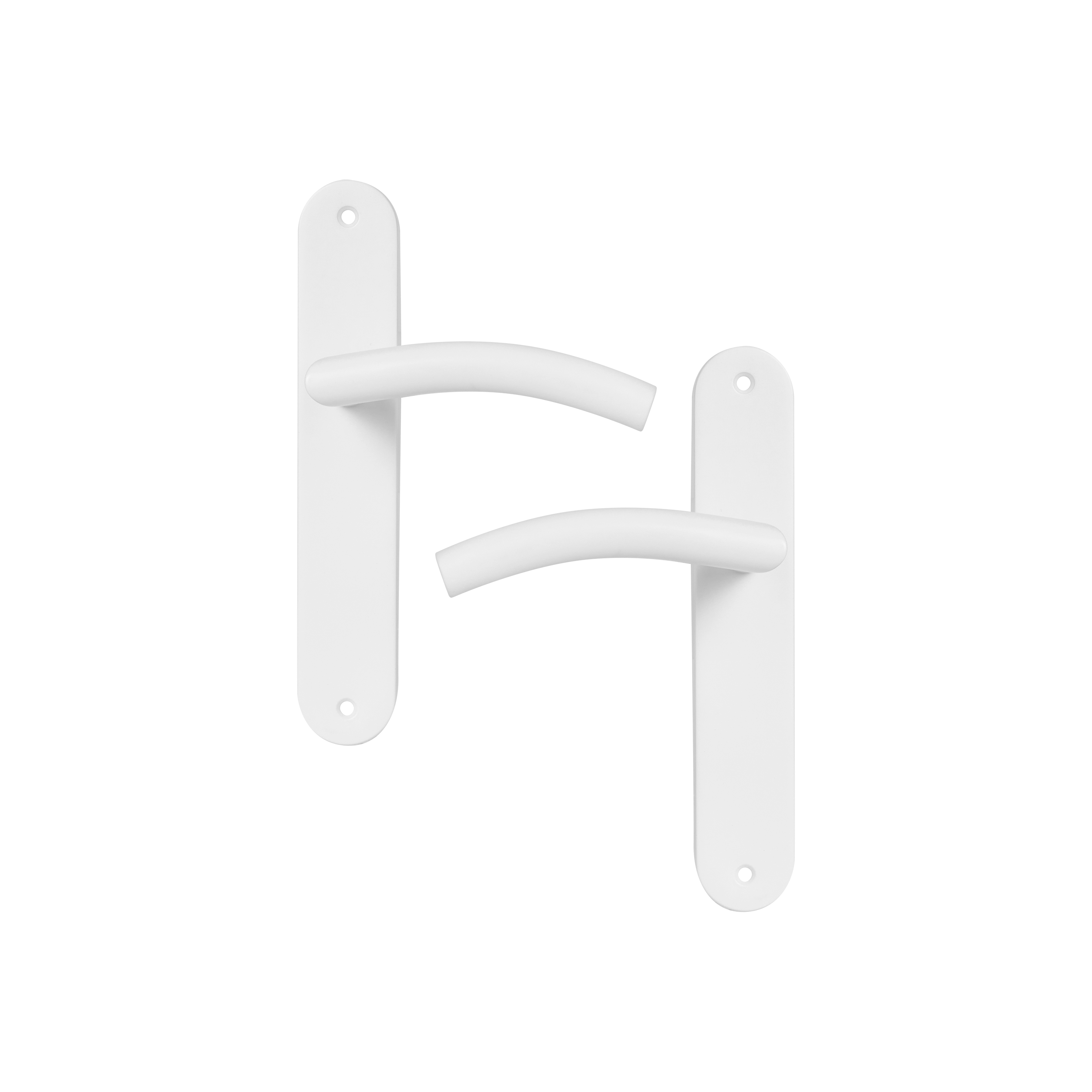 2 poignées sur plaque sans trou Margaud acier inoxydable blanc mat entraxe 195mm - 6